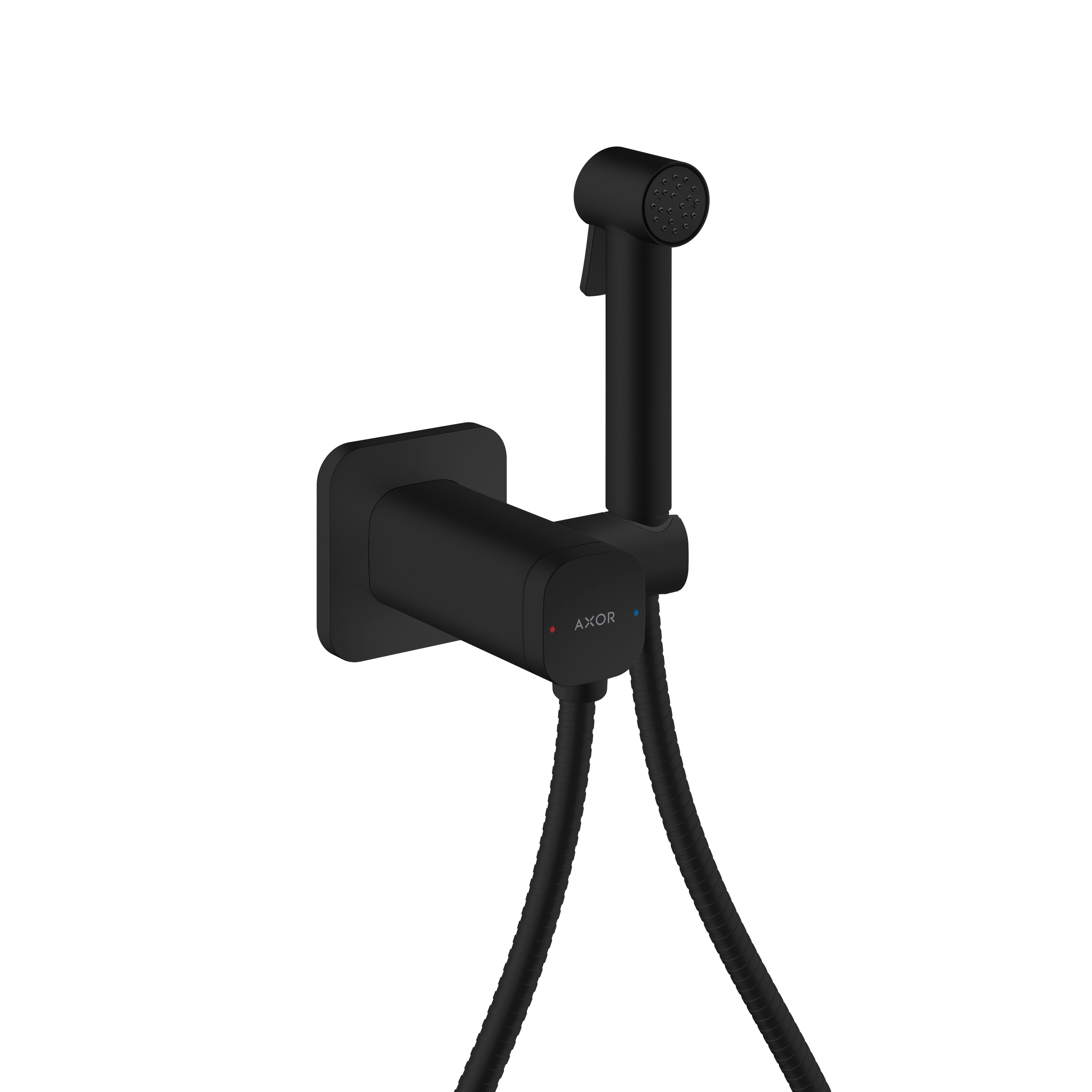 AXOR Bidette Showers Doccetta bidette 1jet softsquare per acqua miscelata con supporto doccia e flessibile doccia 125 cm I Matt Black