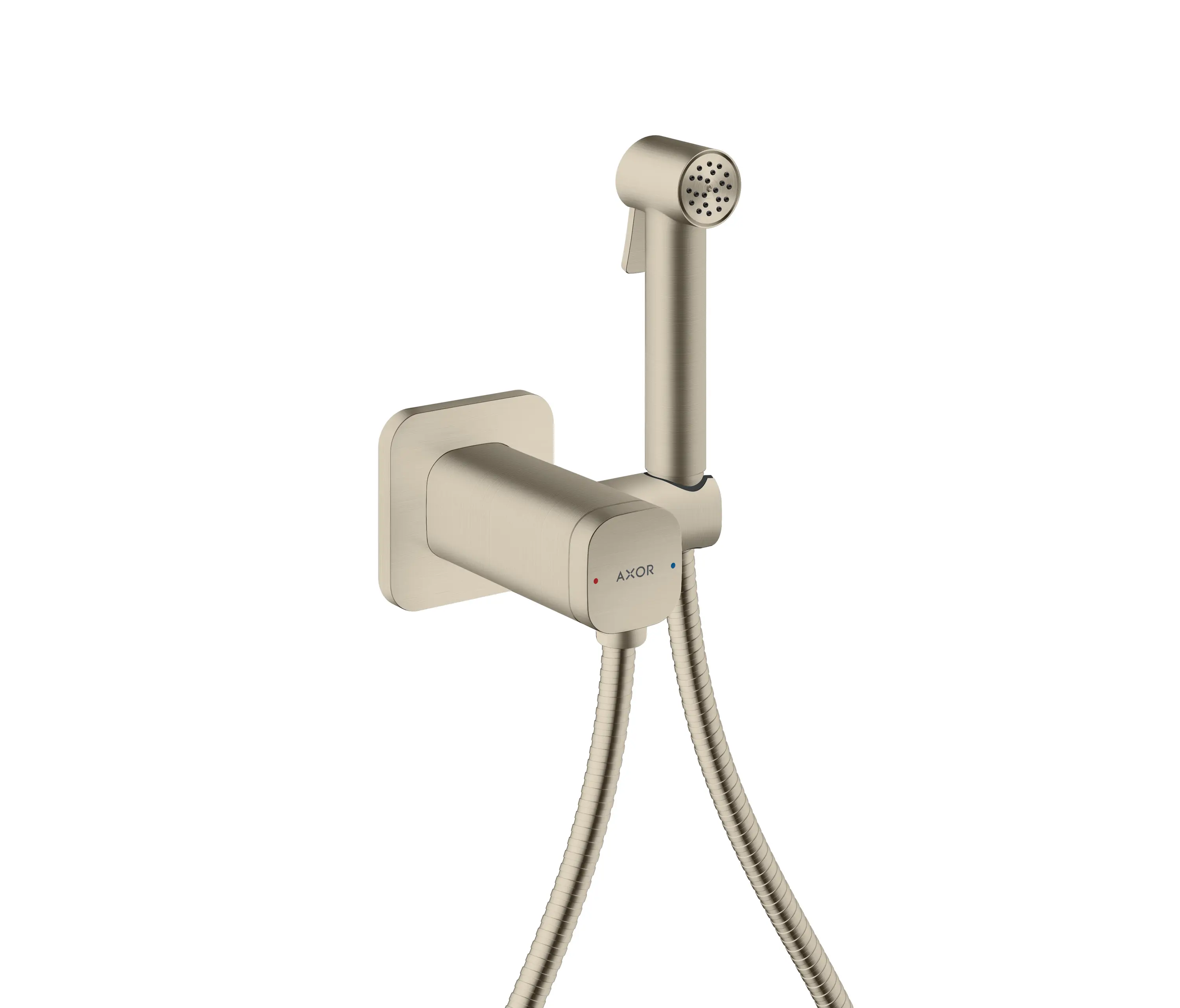AXOR - AXOR Bidette Showers Doccetta bidette 1jet softsquare per acqua miscelata con supporto doccia e flessibile doccia 125 cm I Brushed Nickel