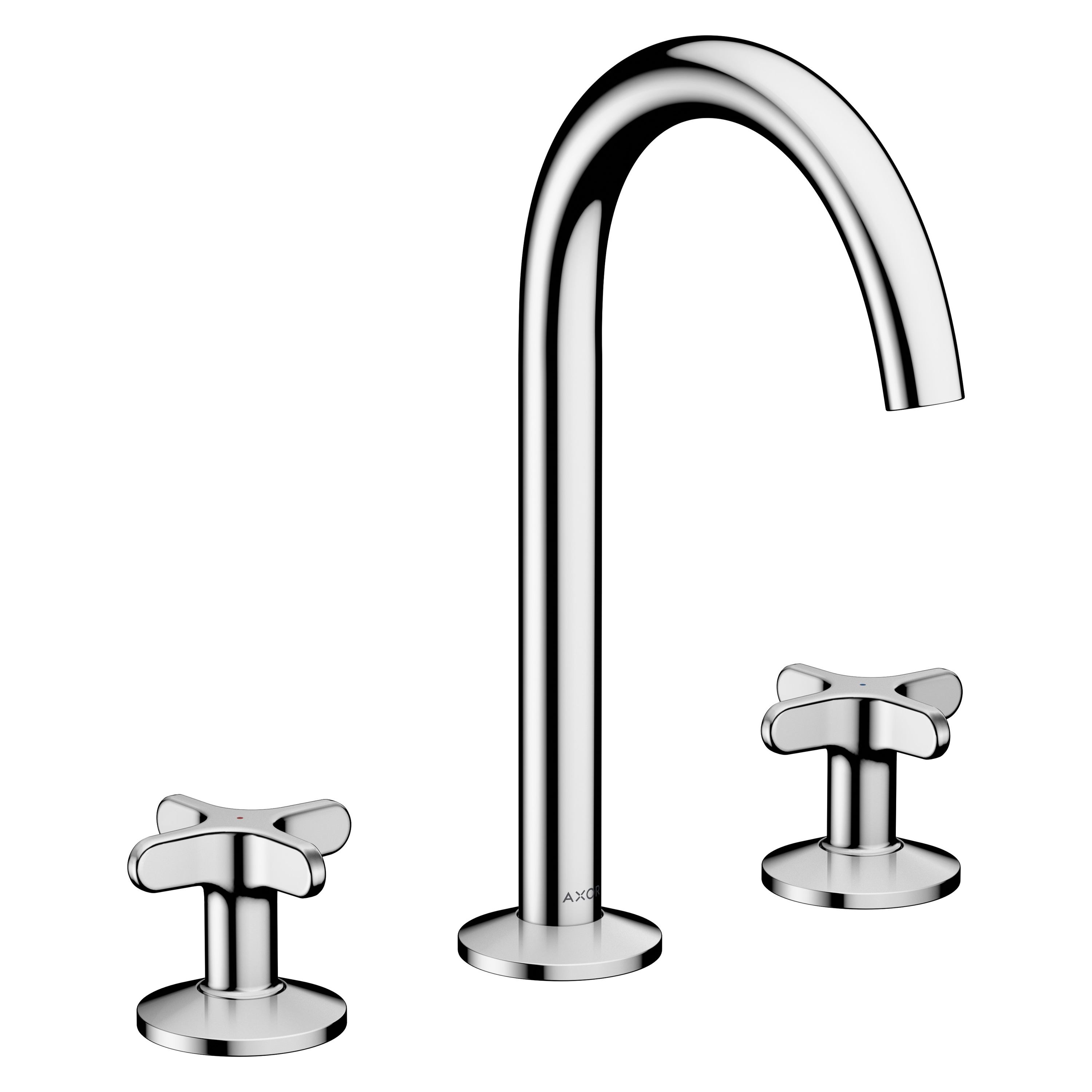 AXOR One 3-Loch Waschtischarmatur 170 mit Kreuzgriffen und Push-Open Ablaufgarnitur