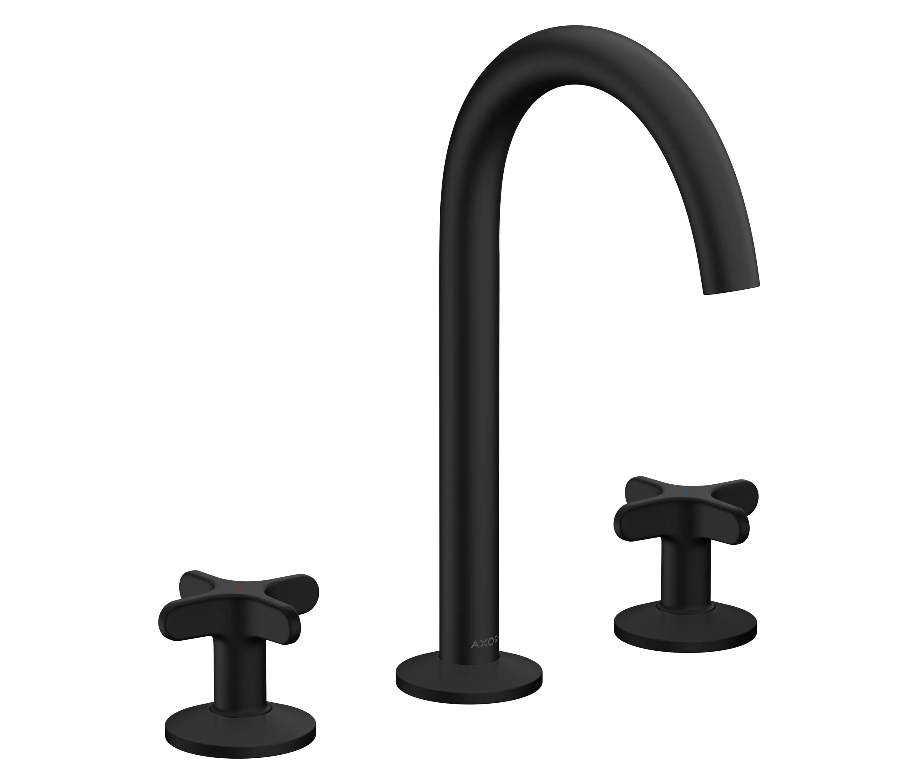 AXOR - AXOR One Mélangeur de lavabo 3 trous 170 avec poignées croisillons et bonde Push-Open I Matt Black