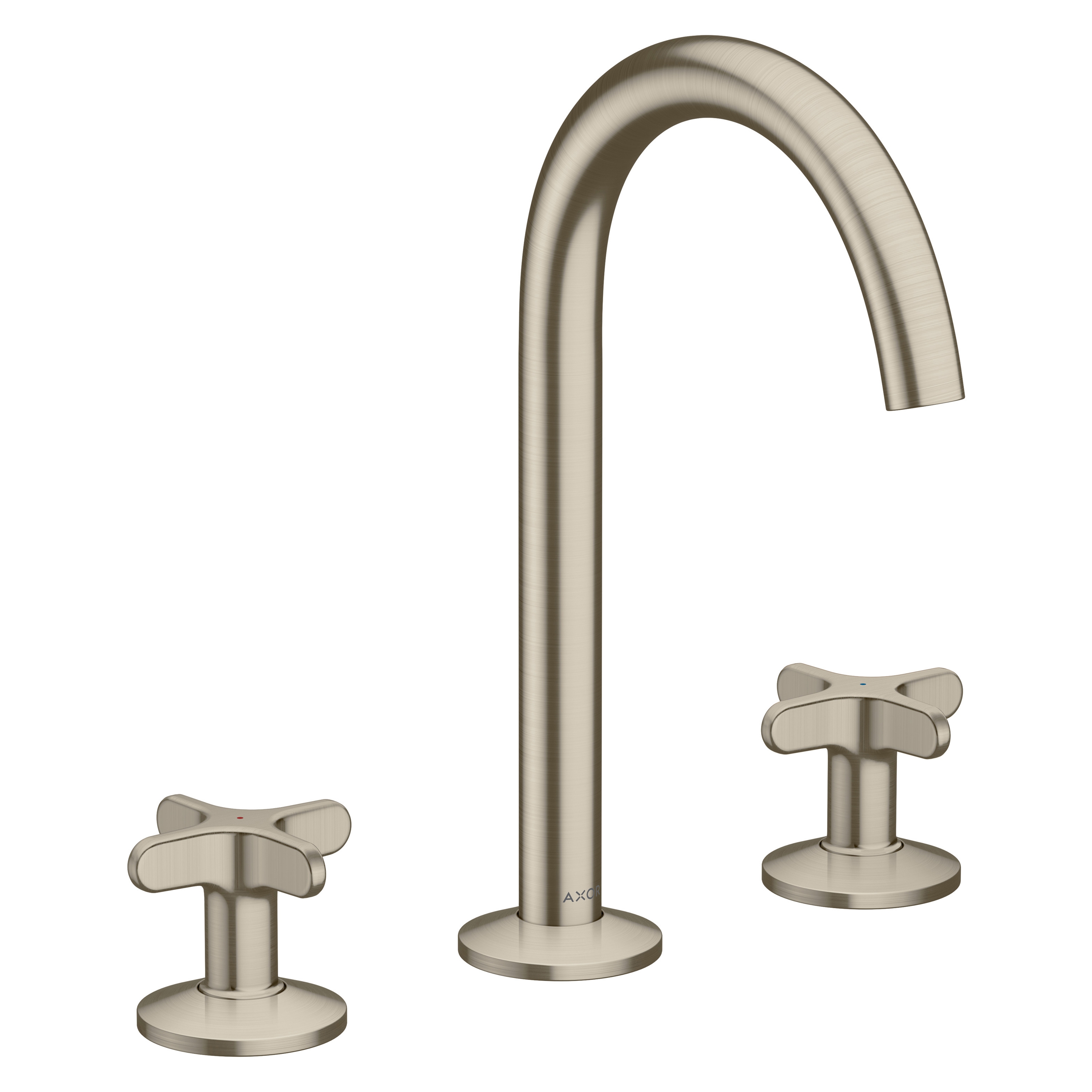 AXOR One 3-hole basin mixer 170 with cross handles and push-open waste set I Brushed Nickel