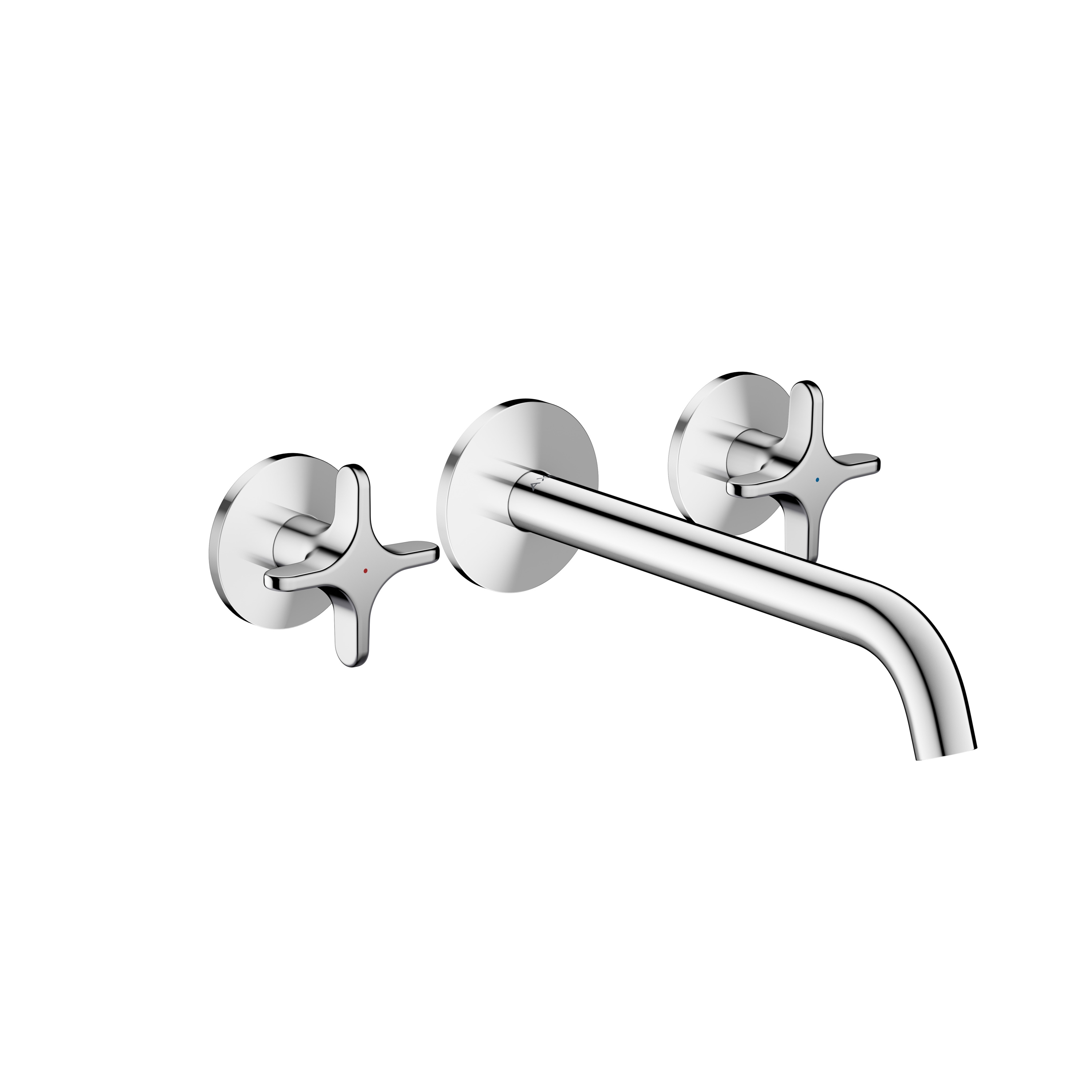 AXOR One 3-hole basin mixer for concealed installation wall-mounted with spout 220 mm and cross handles