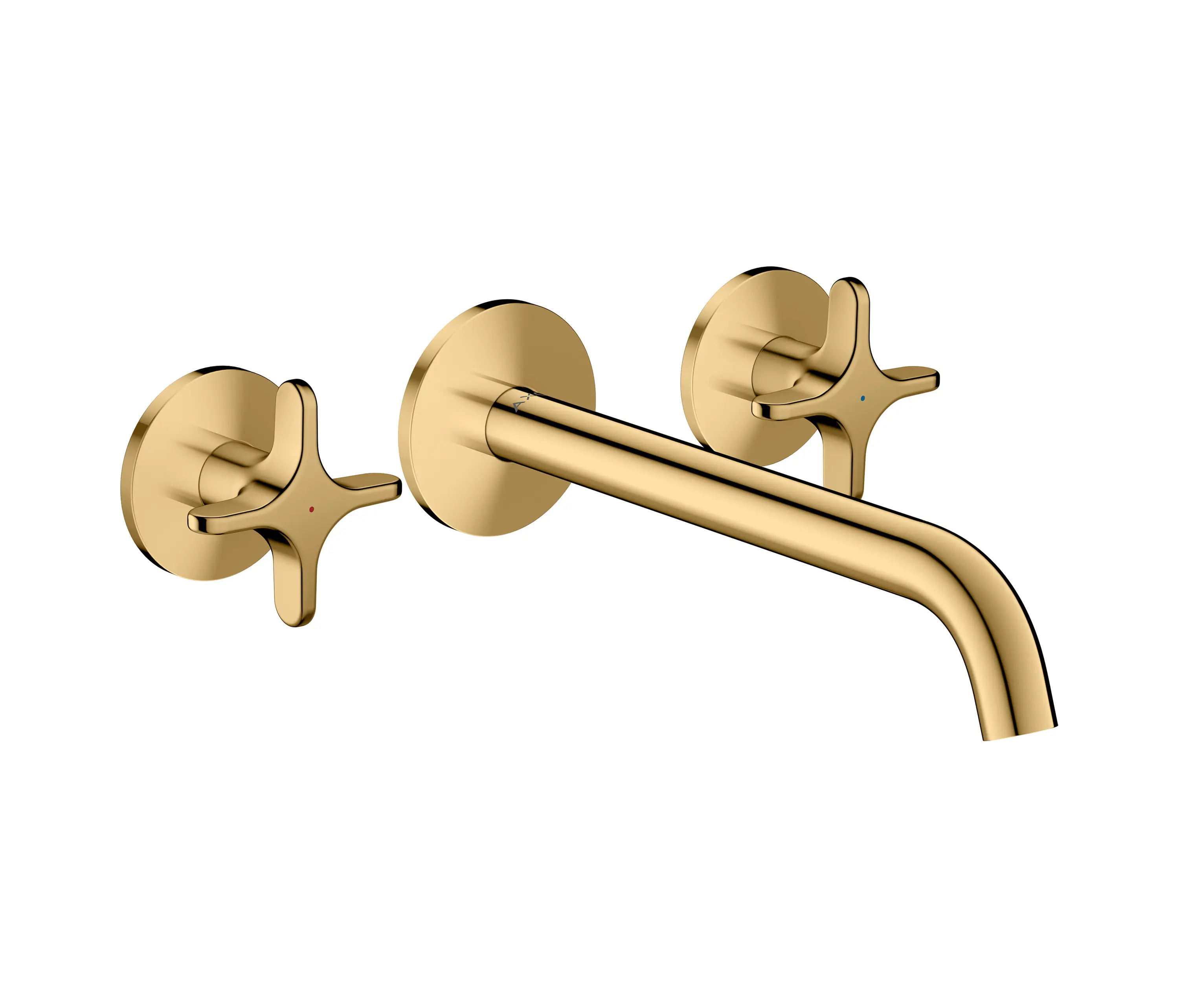 AXOR - AXOR One 3-hole basin mixer for concealed installation wall-mounted with spout 220 mm and cross handles I Polished Gold Optic