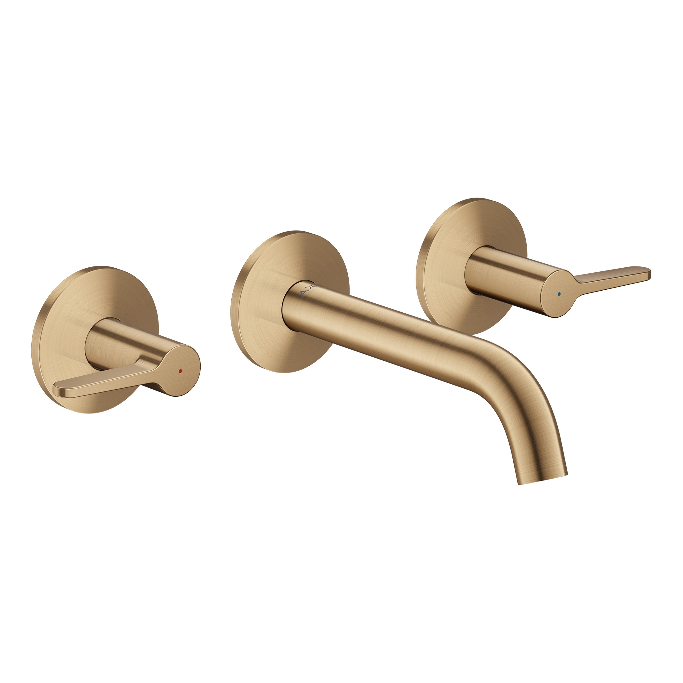 AXOR One 3-hole basin mixer for concealed installation wall-mounted with spout 160 mm and lever handles I Brushed Bronze