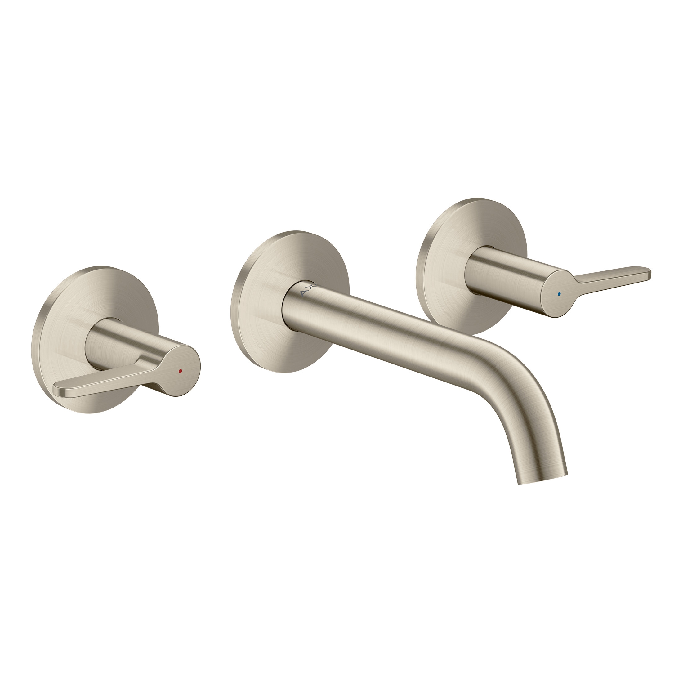 AXOR One 3-hole basin mixer for concealed installation wall-mounted with spout 160 mm and lever handles I Brushed Nickel