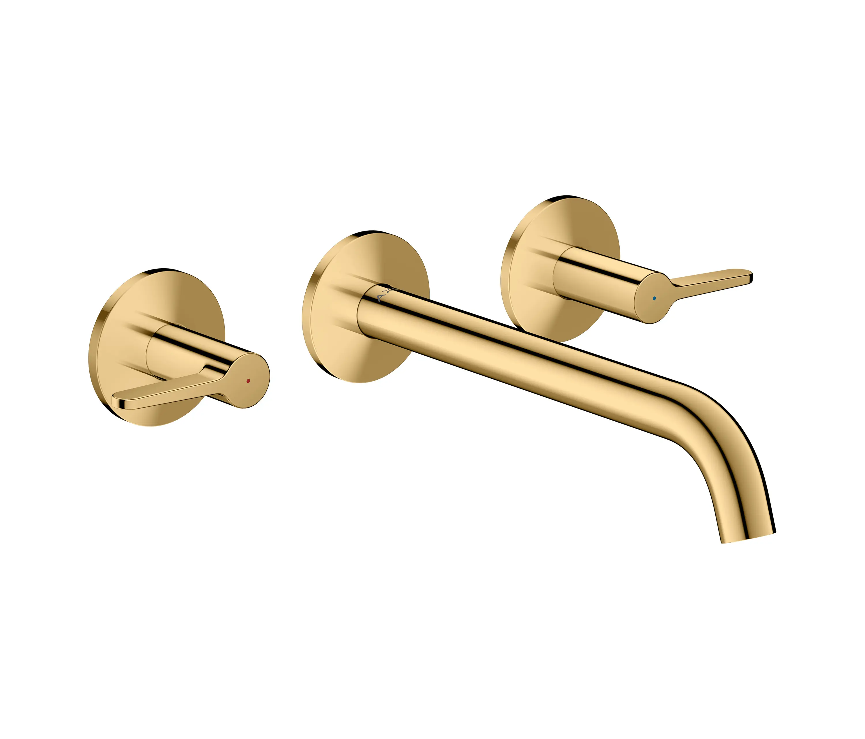 AXOR - AXOR One 3-hole basin mixer for concealed installation wall-mounted with spout 220 mm and lever handles I Polished Gold Optic
