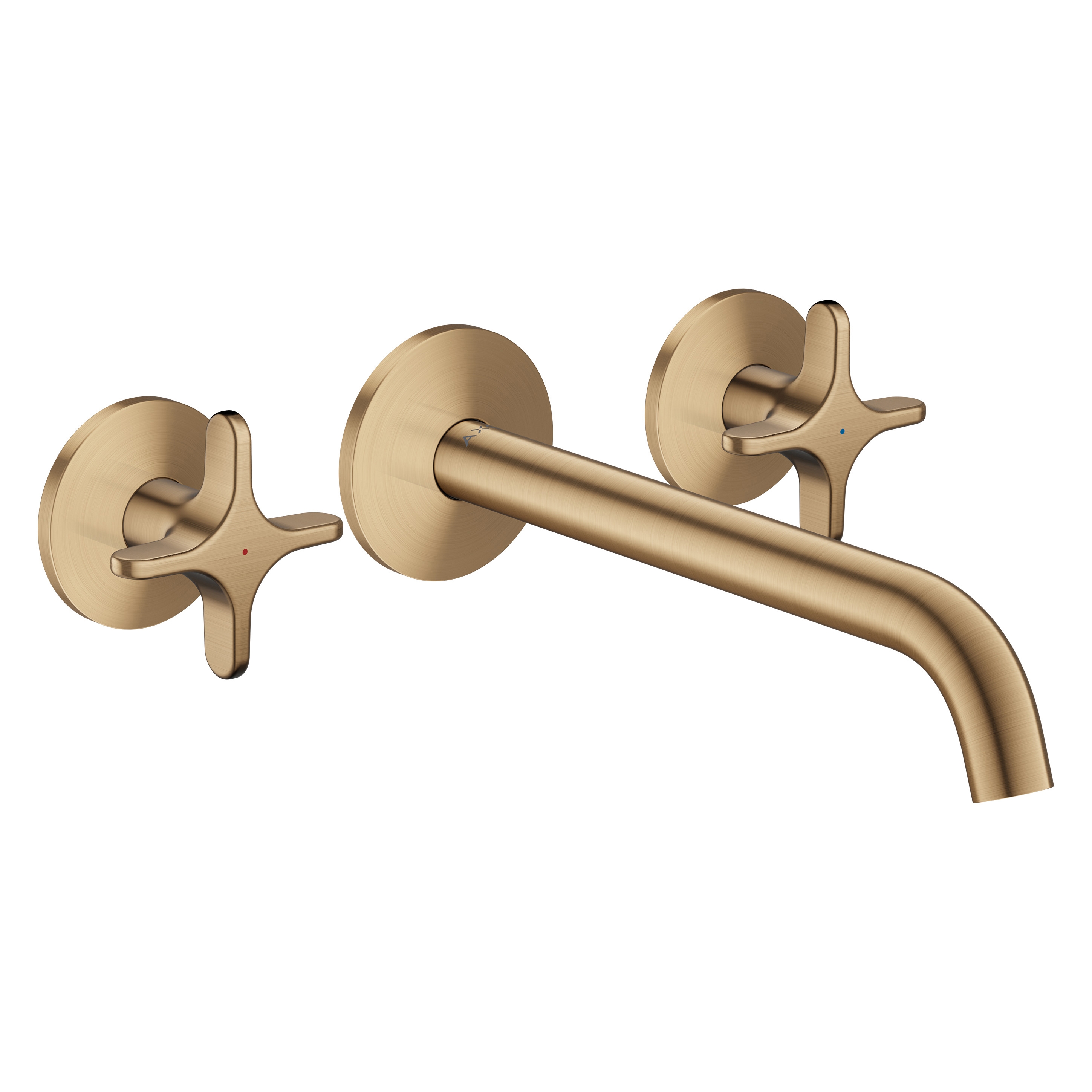 AXOR One 3-hole bath mixer for concealed installation wall-mounted with cross handles I Brushed Bronze