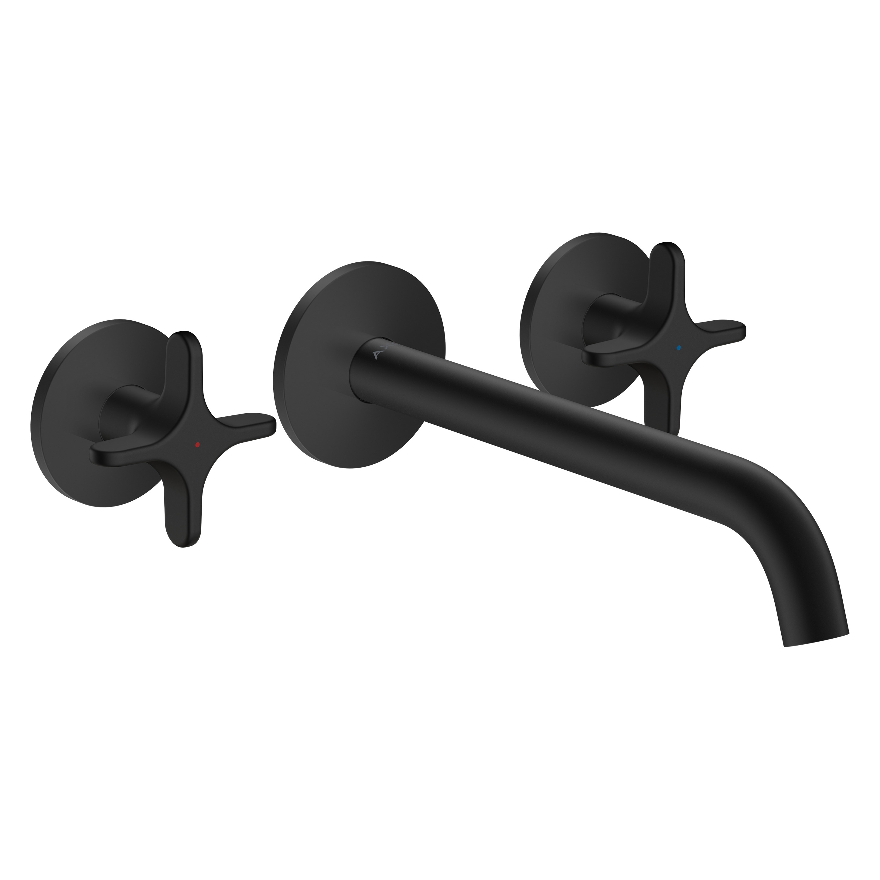 AXOR One 3-hole bath mixer for concealed installation wall-mounted with cross handles I Matt Black