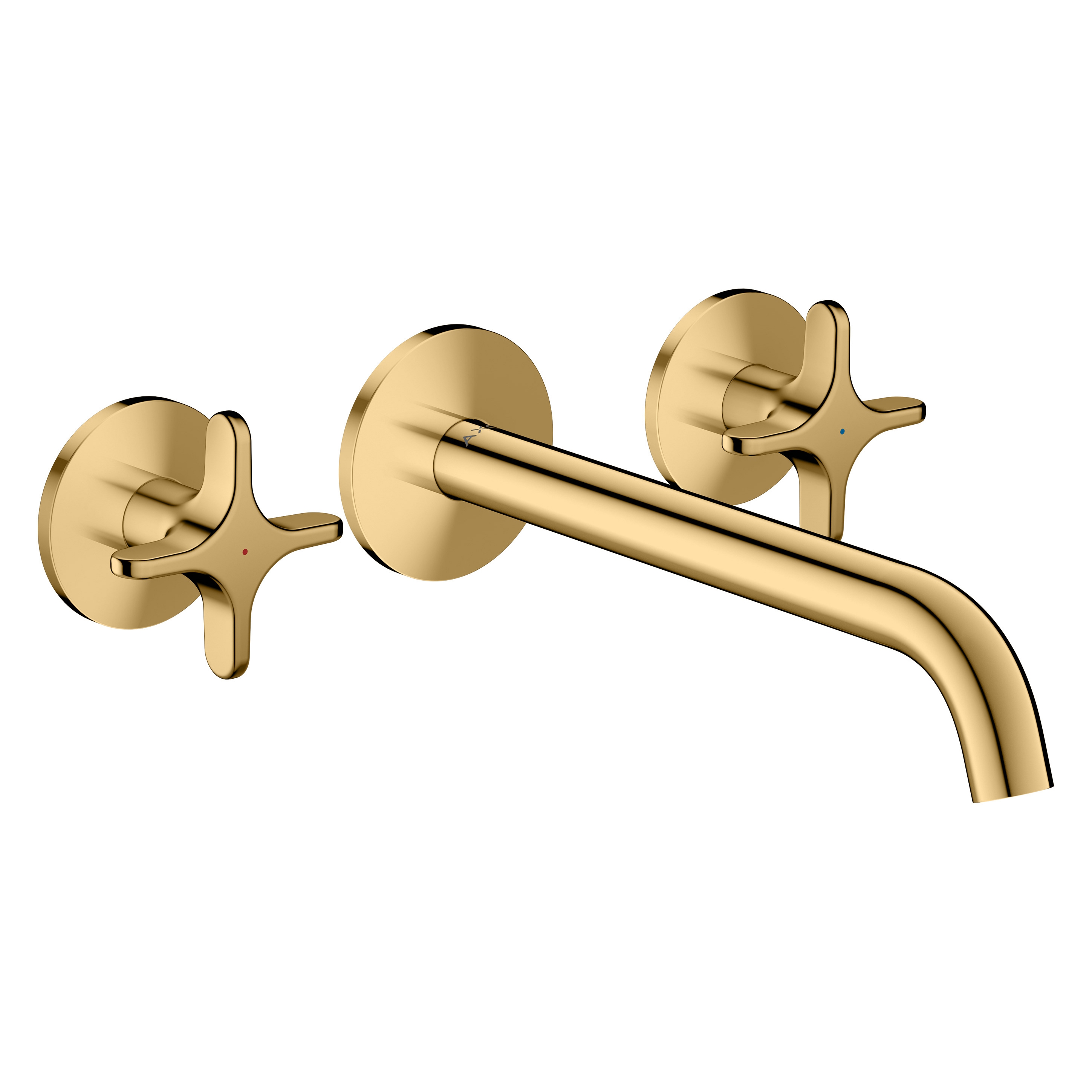 AXOR One 3-hole bath mixer for concealed installation wall-mounted with cross handles I Polished Gold Optic