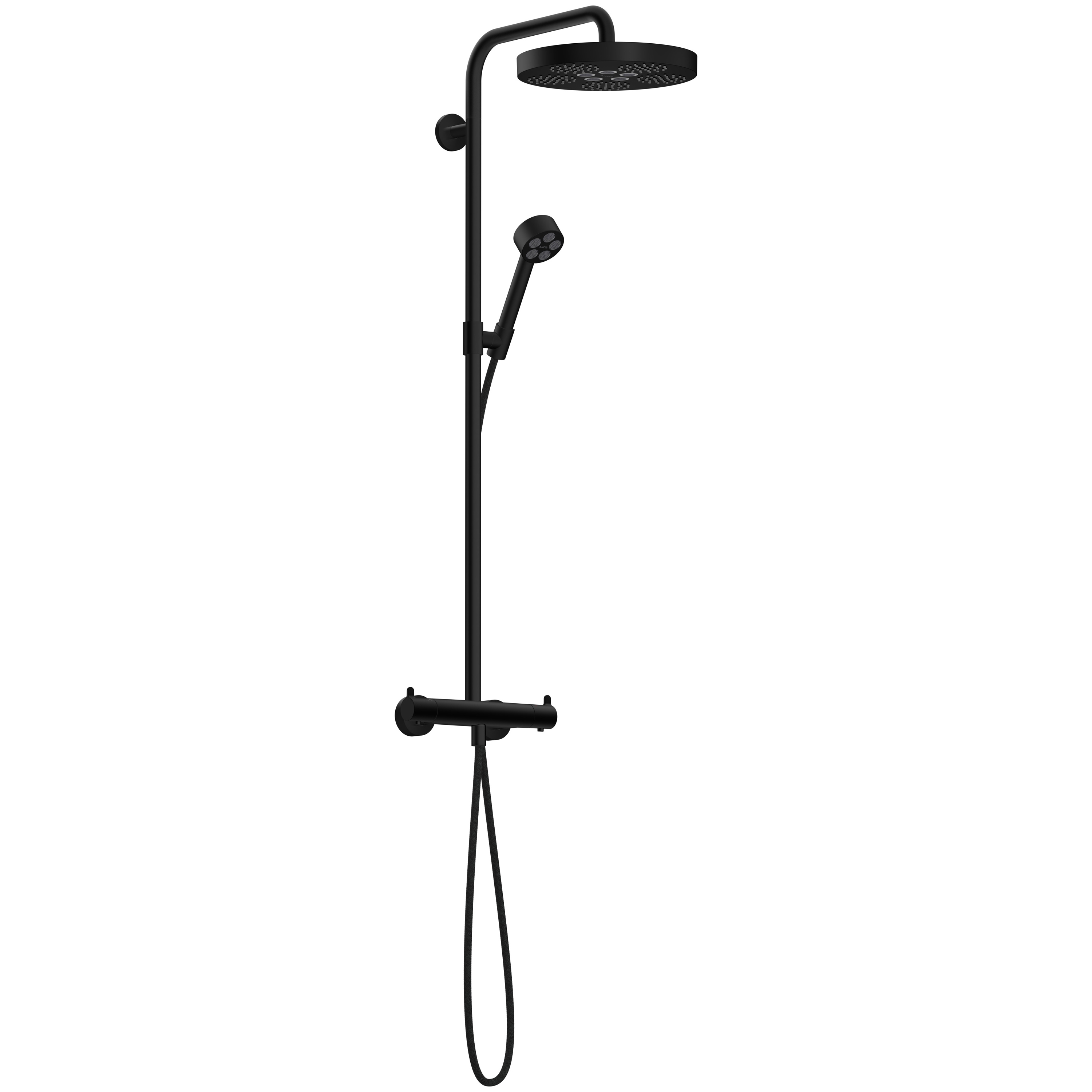 AXOR One Showerpipe with thermostat and overhead shower 280 1jet EcoSmart I Matt Black