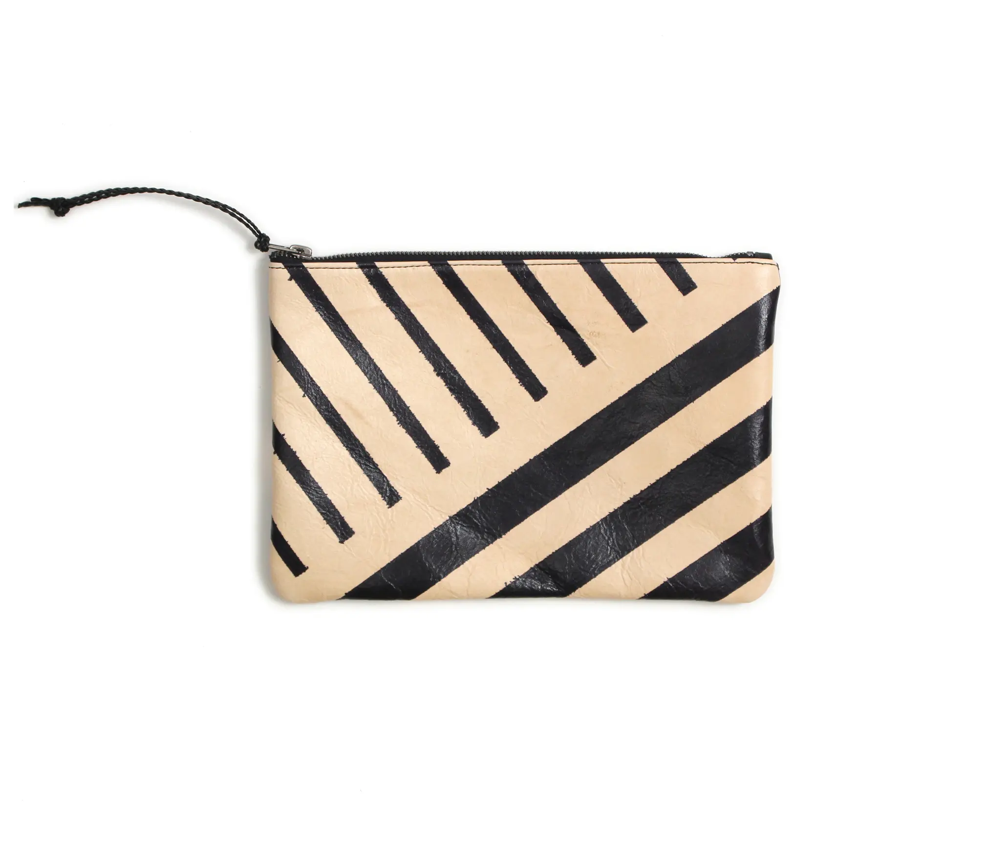 AVO - Black Lines Leather Clutch - 11x7.5