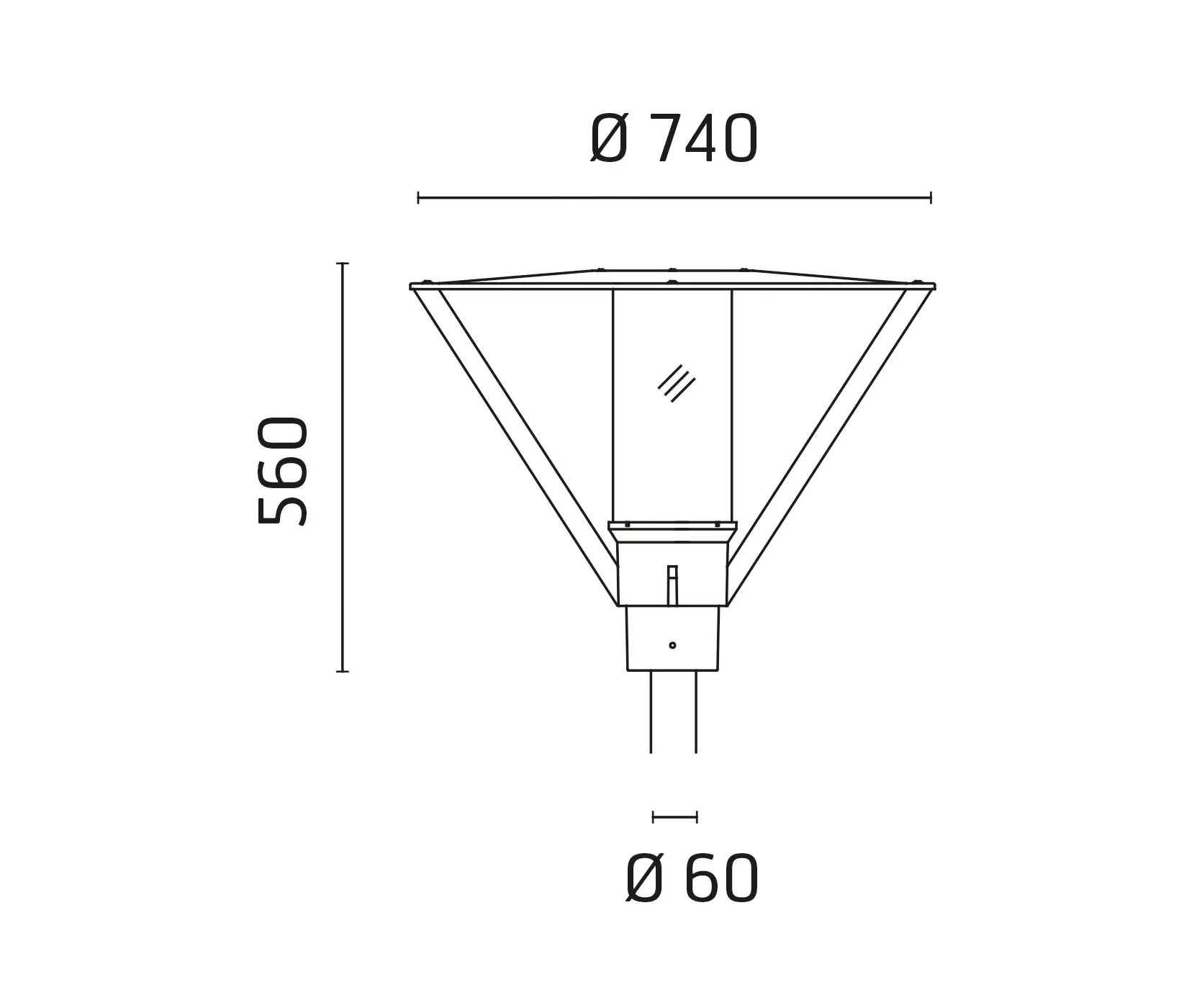Ares - Andrea Power LED / Pole Ø 60mm - Opal (inside) Acrylic Diffuser