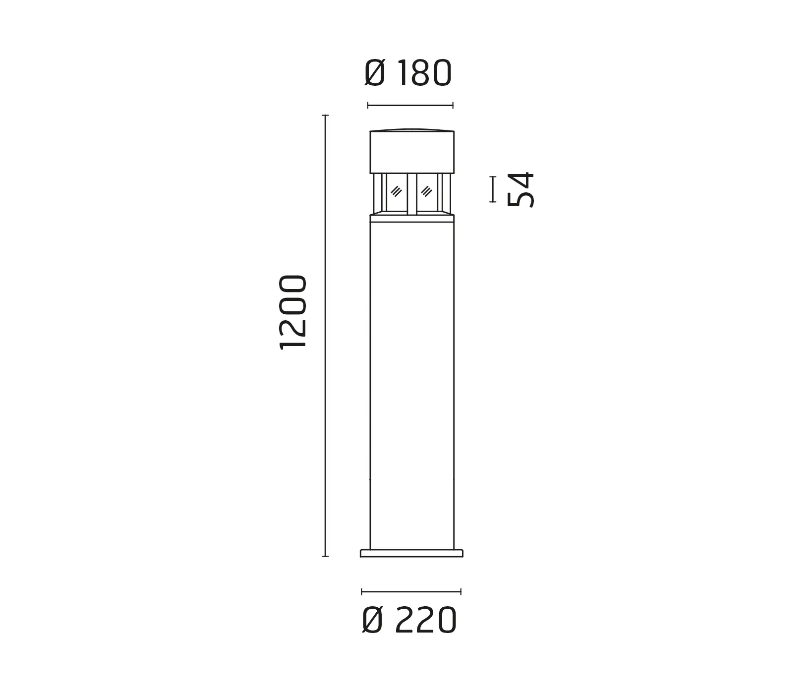 Ares - Silvia on post / H. 1200 mm - Transparent Glass - 120° Emission
