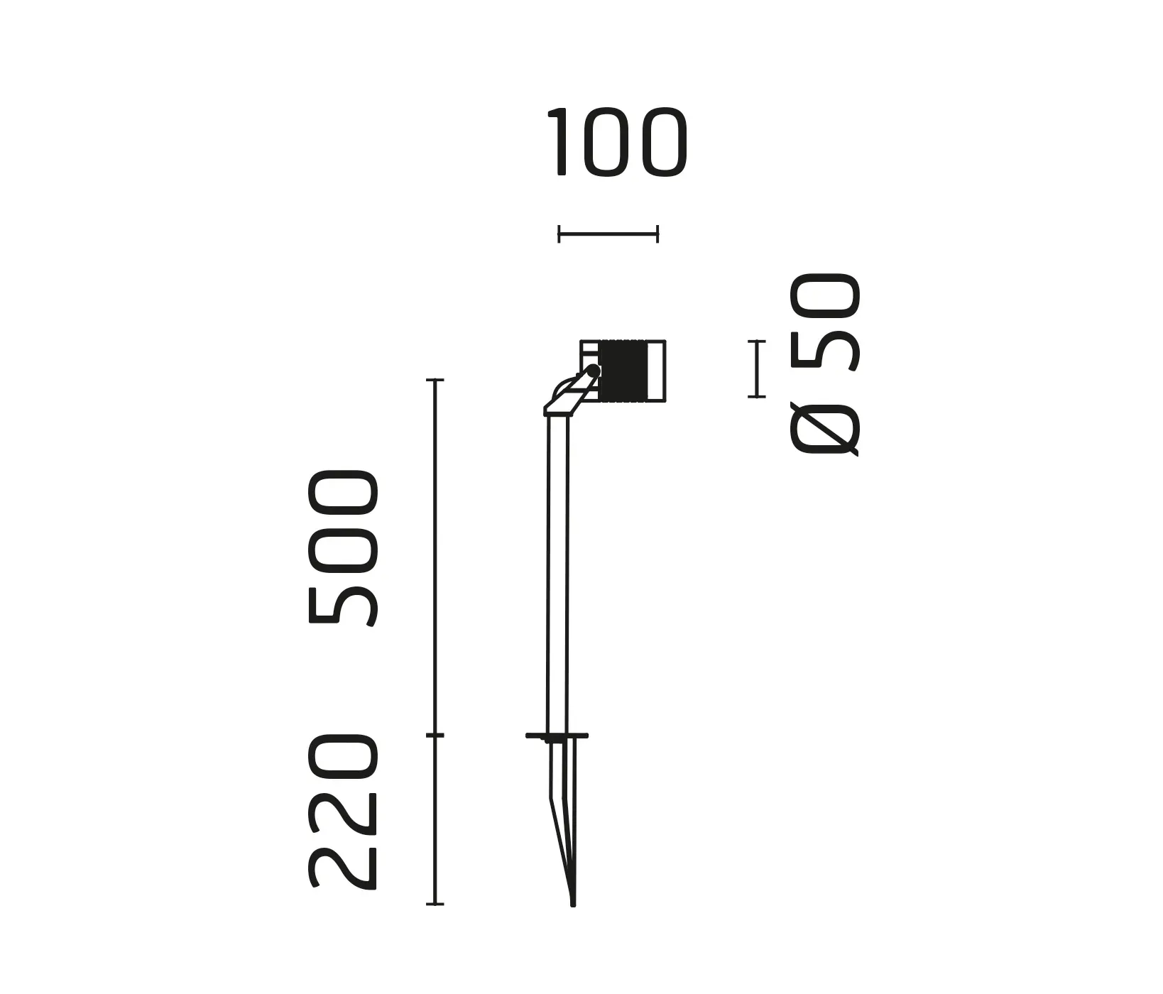 Ares - Iota Power LED / Pole H.500 mm - Adjustable - Narrow Beam 10°