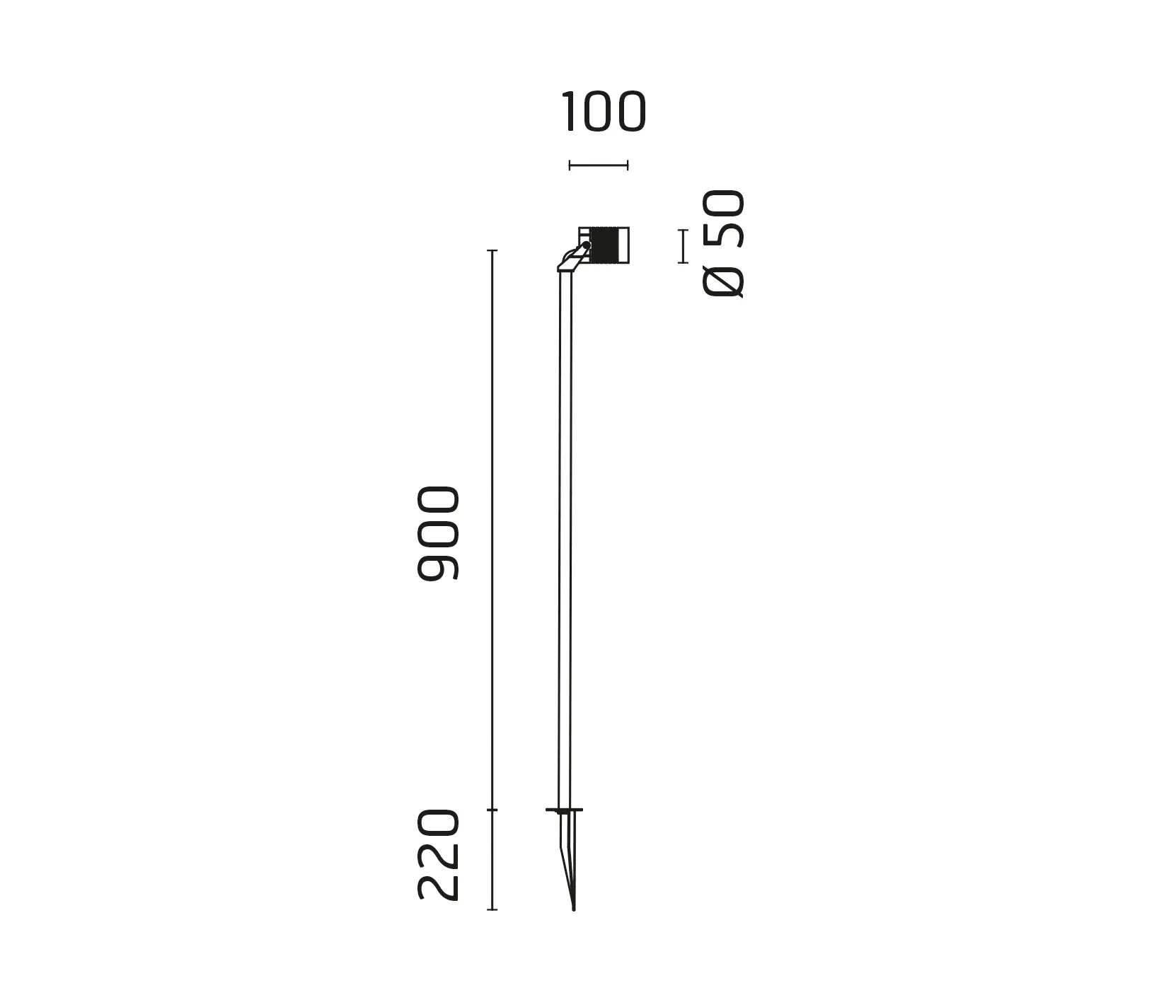 Ares - Iota Power LED / Pole H.900 mm - Adjustable - Medium Beam 30°