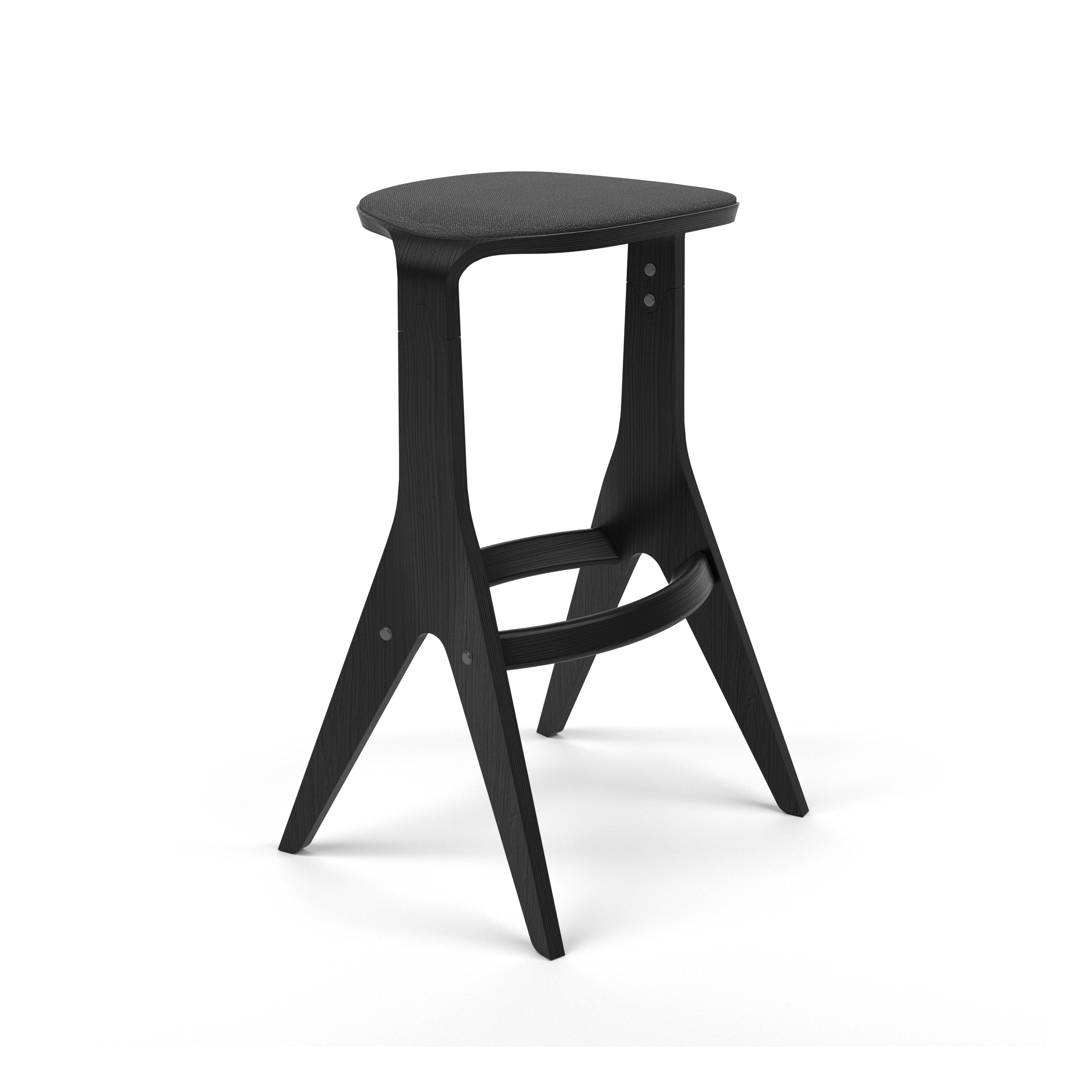 Lavitta Bar Stool 75 with Wool Upholstery - Black