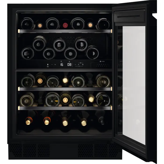 Electrolux Group - 8000 Integrated Under Counter Wine Cabinet 81.8 cm - Black Matt Glass