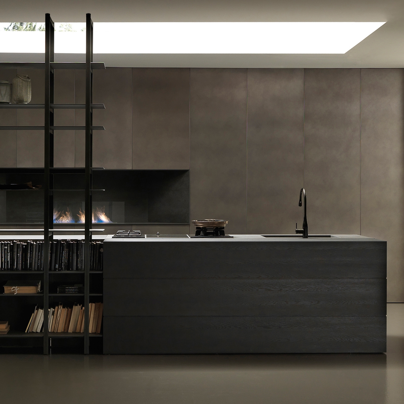 Display product Blade 1 island with shelving unit from manufacturer Modulnova
