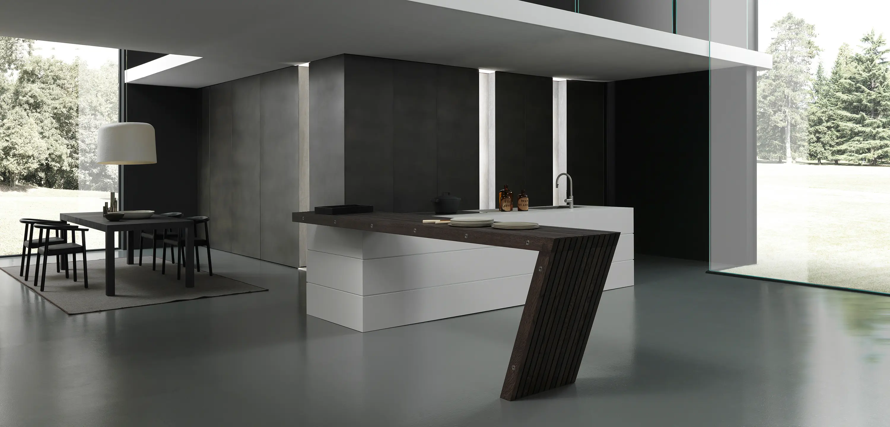 Modulnova - Blade 3 îlot finition Fenix Bianco