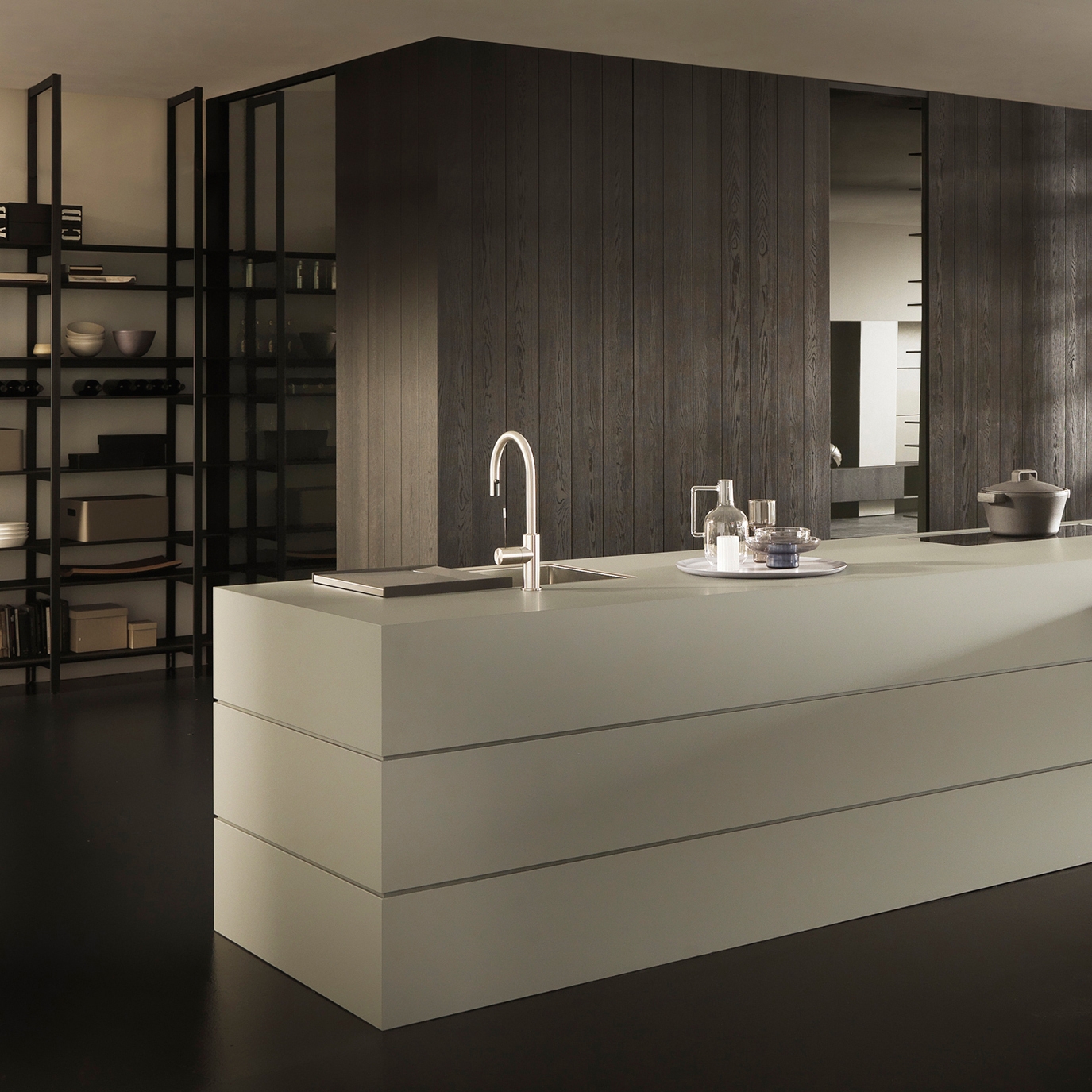 Produkt Blade 6 Fenix with extending peninsula top and partition system des Herstellers Modulnova anzeigen