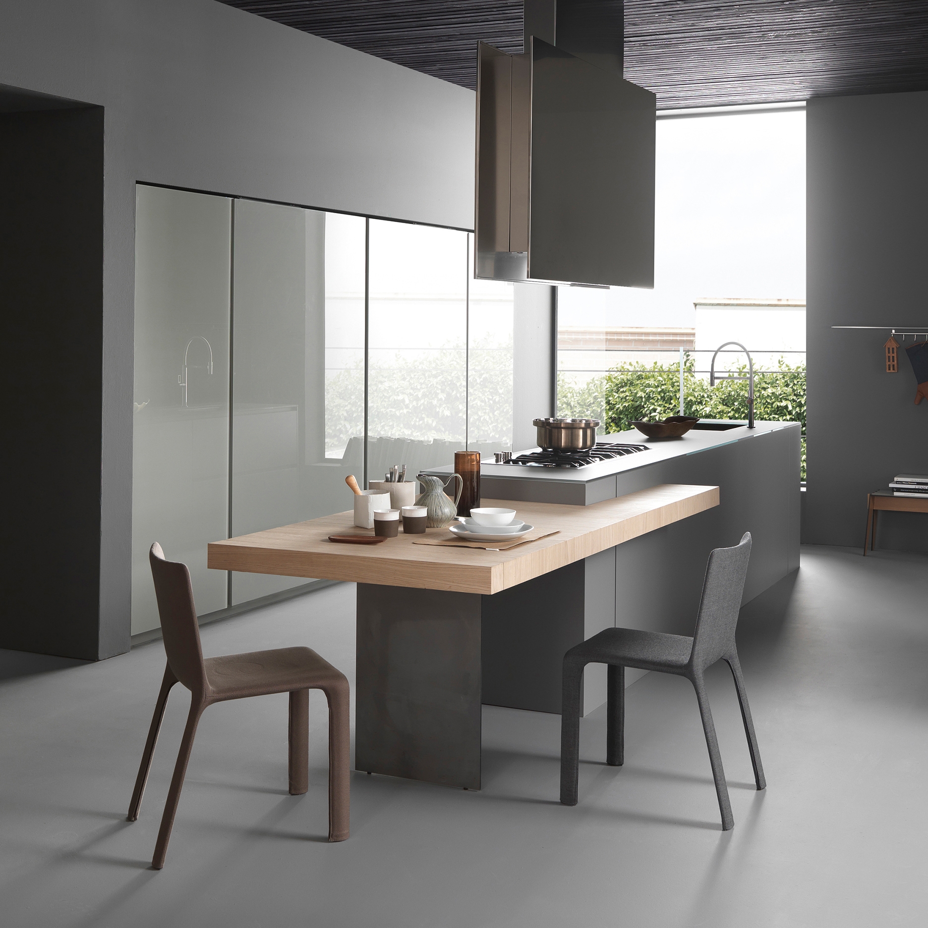 Produkt Light 2 island in glass with extending peninsula top des Herstellers Modulnova anzeigen