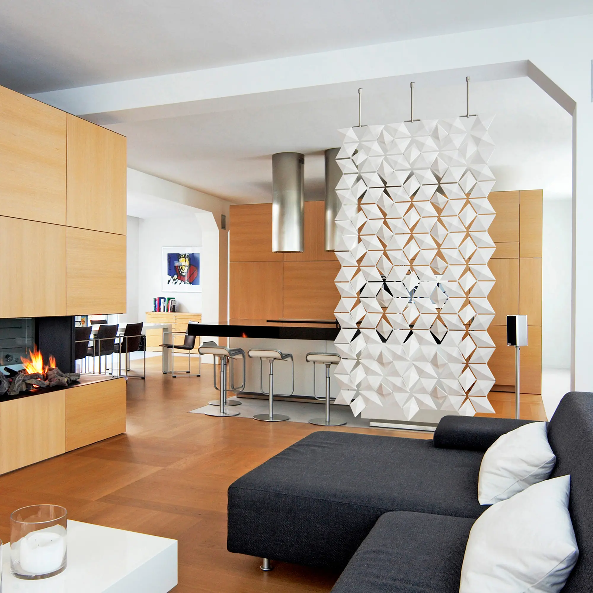 Bloomming - Facet hanging room divider 204 x 265cm in Pale Blue