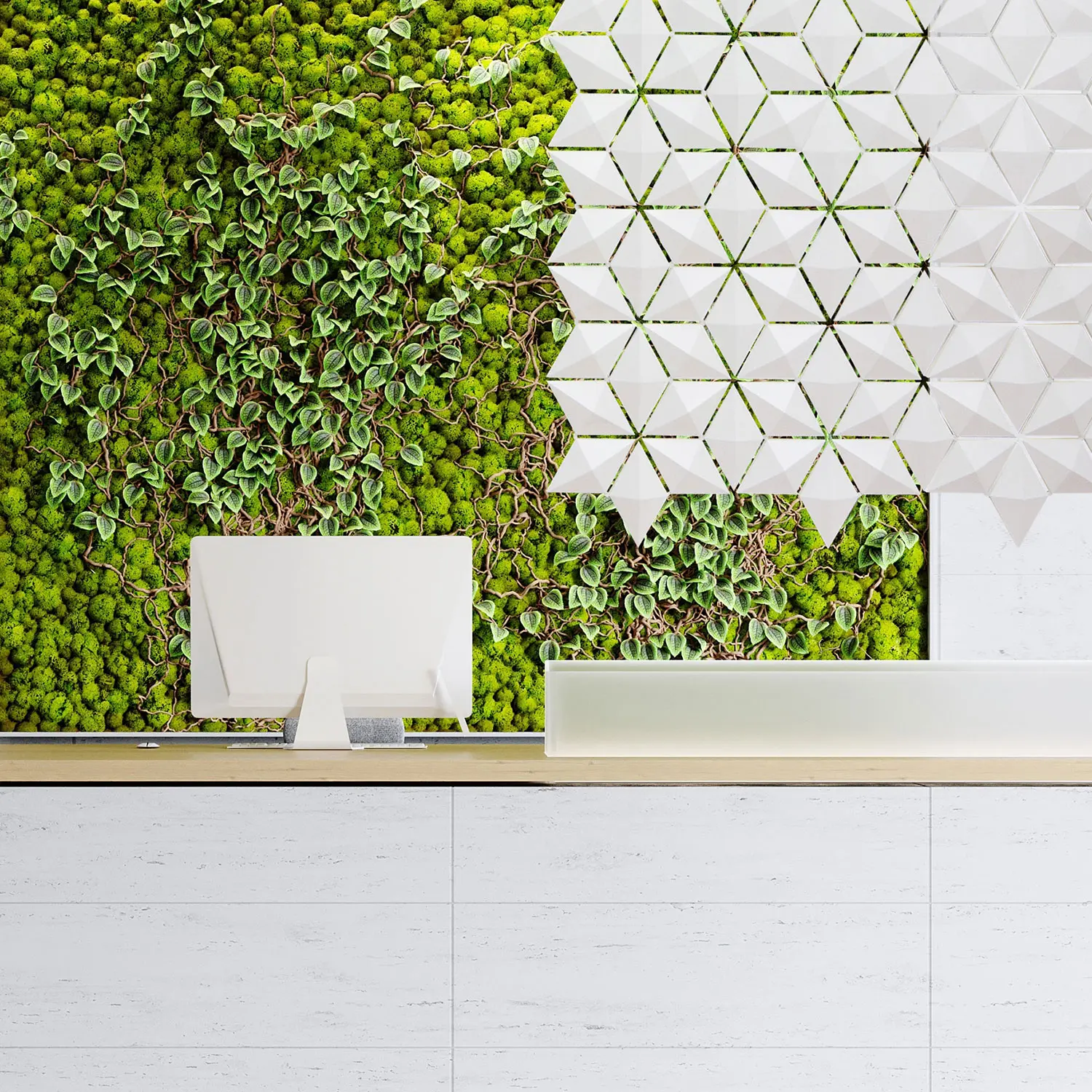 Bloomming - Separador de habitación colgante Facet 238 x 207 cm Blanco