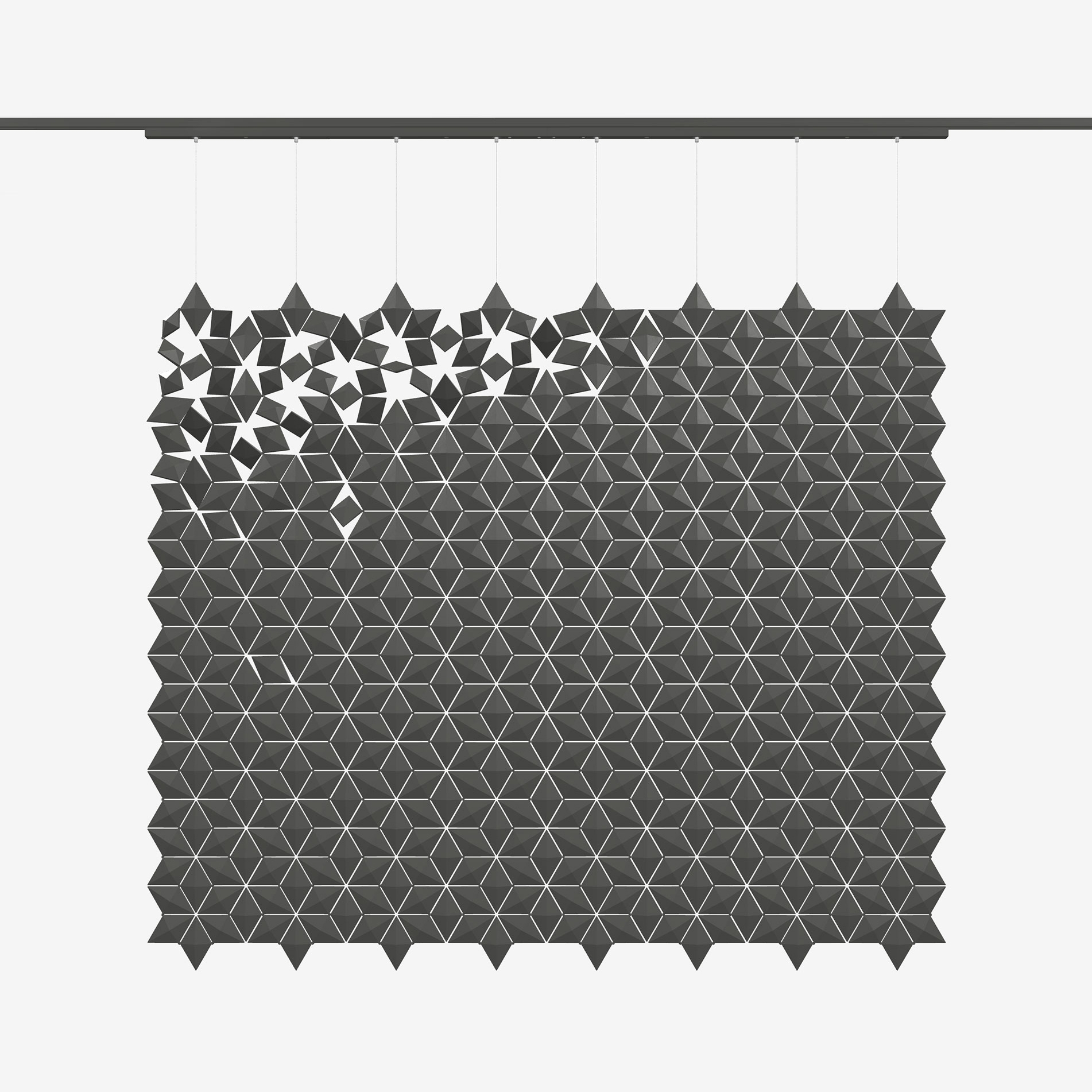 Display product Facet hanging room divider 272 x 236cm with sliding track from manufacturer Bloomming