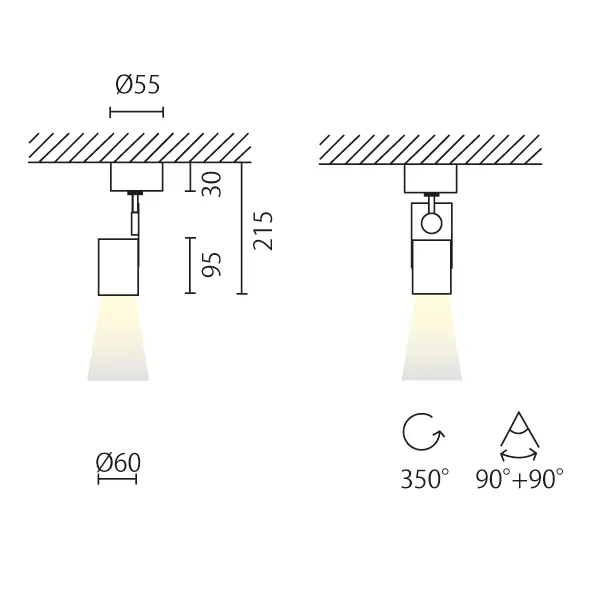 Aqlus - Mur Ø60 GU10 Plafone