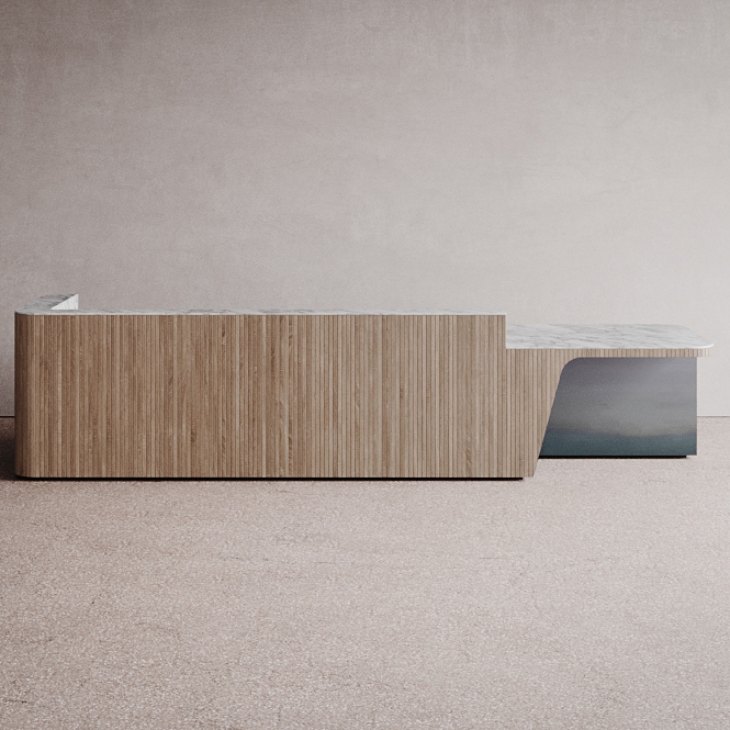 Vertoon produk Join Reception Desk in Wood 4 van vervaardiger Isomi