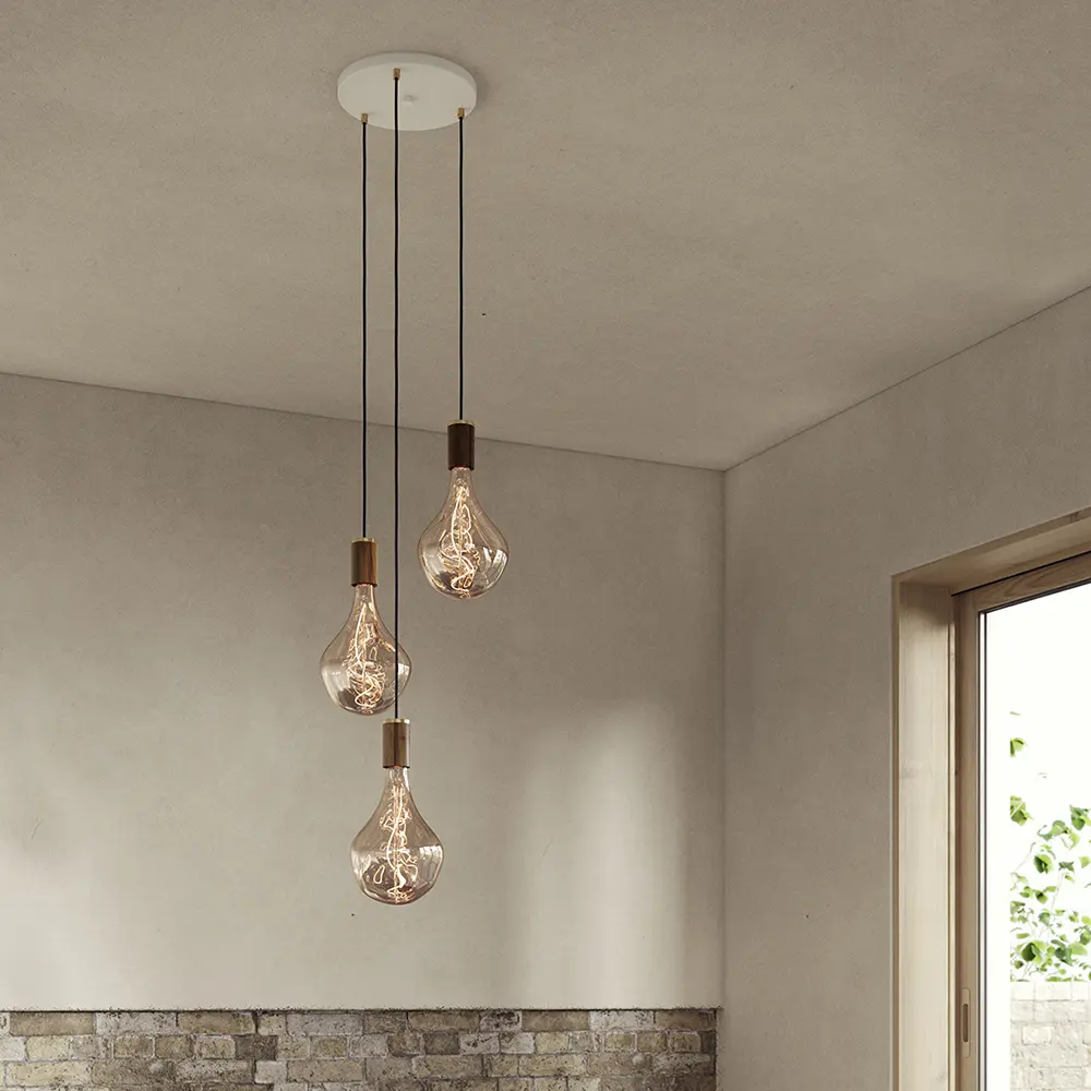 Tala - Brass Triple Pendant White Canopy