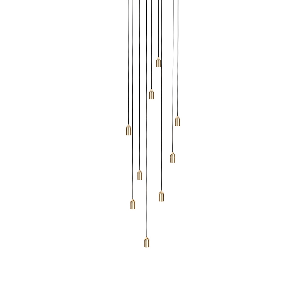 Mostra il prodotto Brass Nine Pendant in Large White & Brass Canopy del produttore Tala
