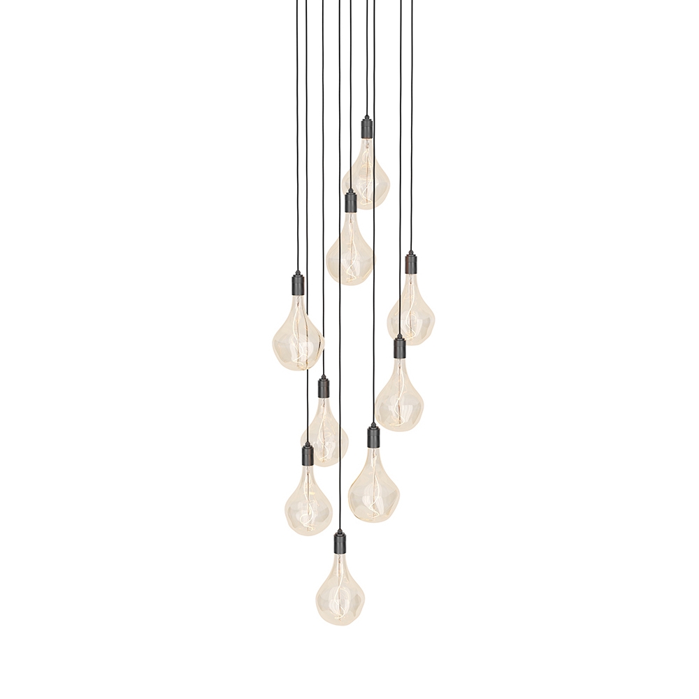 Mostra il prodotto Graphite Nine Pendant with Large Black & Black Ash Canopy and Voronoi II Bulbs del produttore Tala