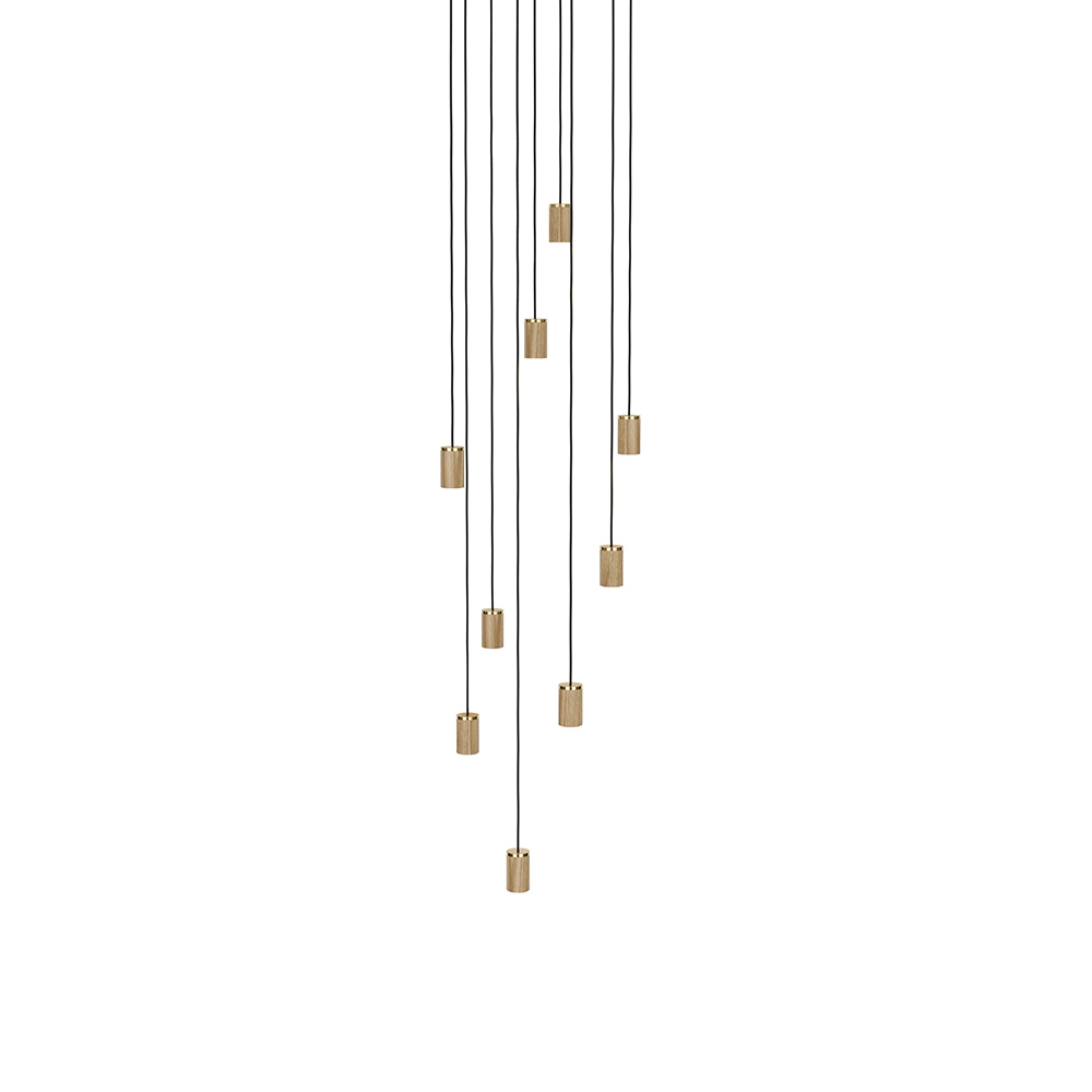 Mostra il prodotto Oak Nine Pendant in Large White & Oak Canopy del produttore Tala