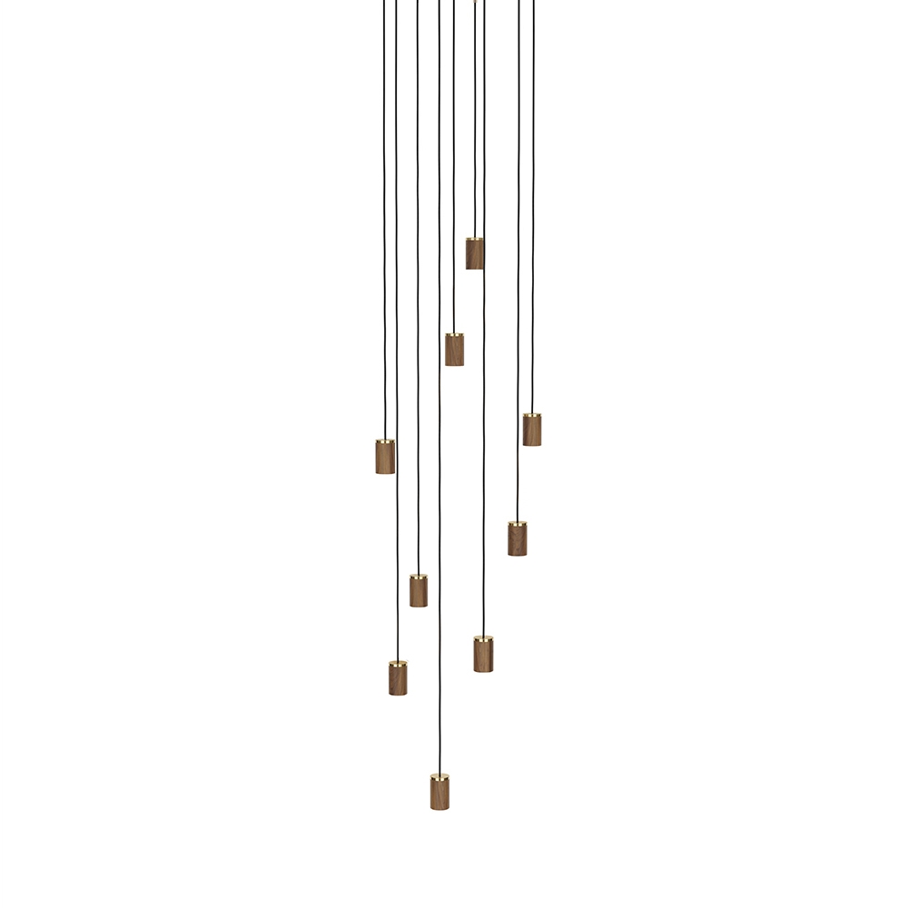 Walnut Nine Pendant in Large White & Walnut Canopy