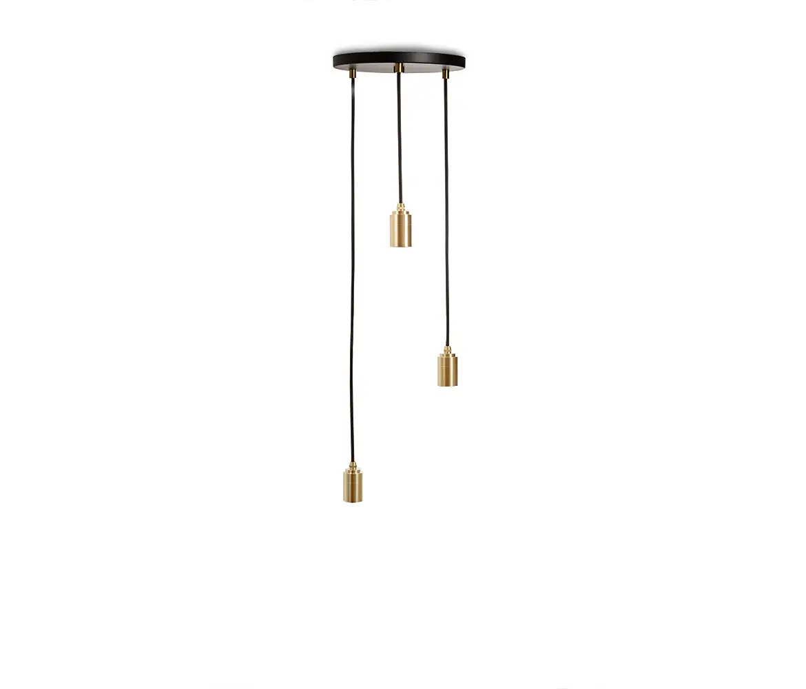 Tala - Brass Triple Pendant Black Canopy