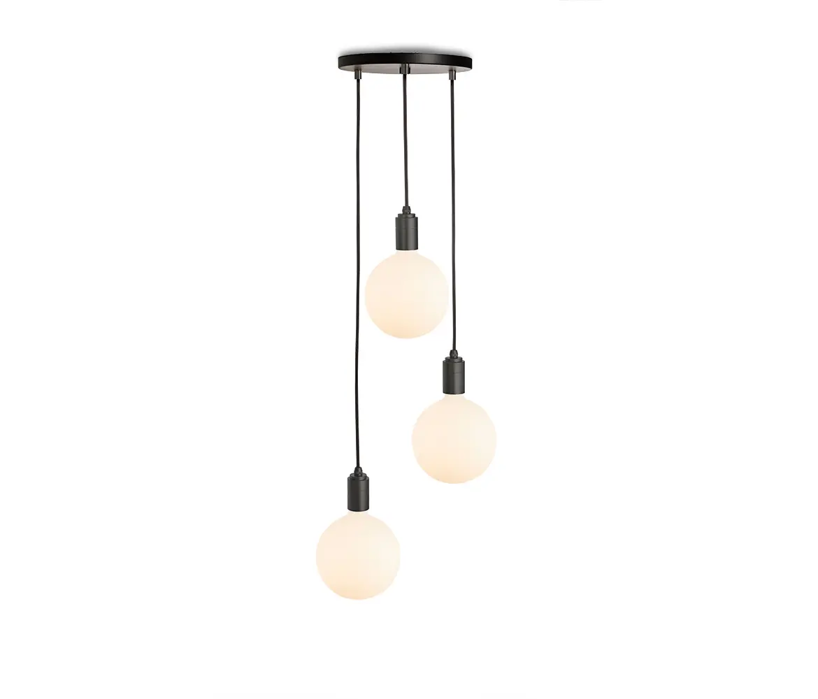 Tala - Graphite Triple Pendant with Black Canopy with Sphere IV