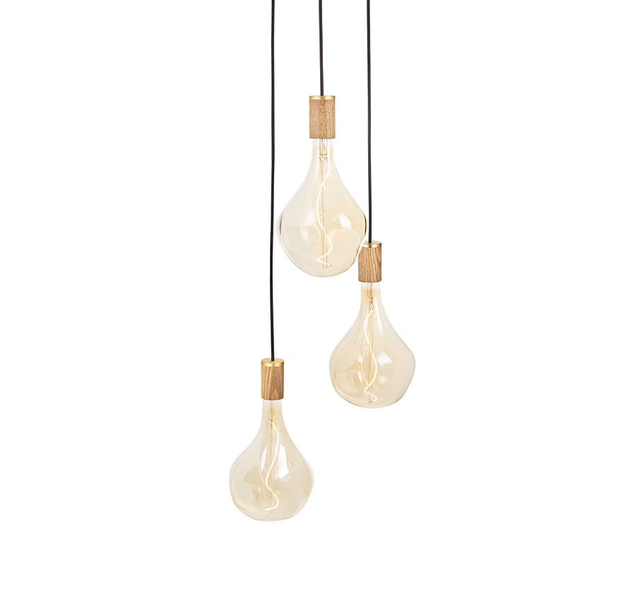 Mostra il prodotto Oak Triple Pendant with Black Canopy with Voronoi II del produttore Tala