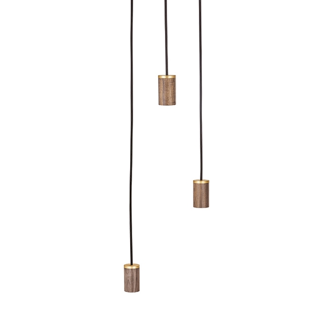 Walnut Triple Pendant Black Canopy