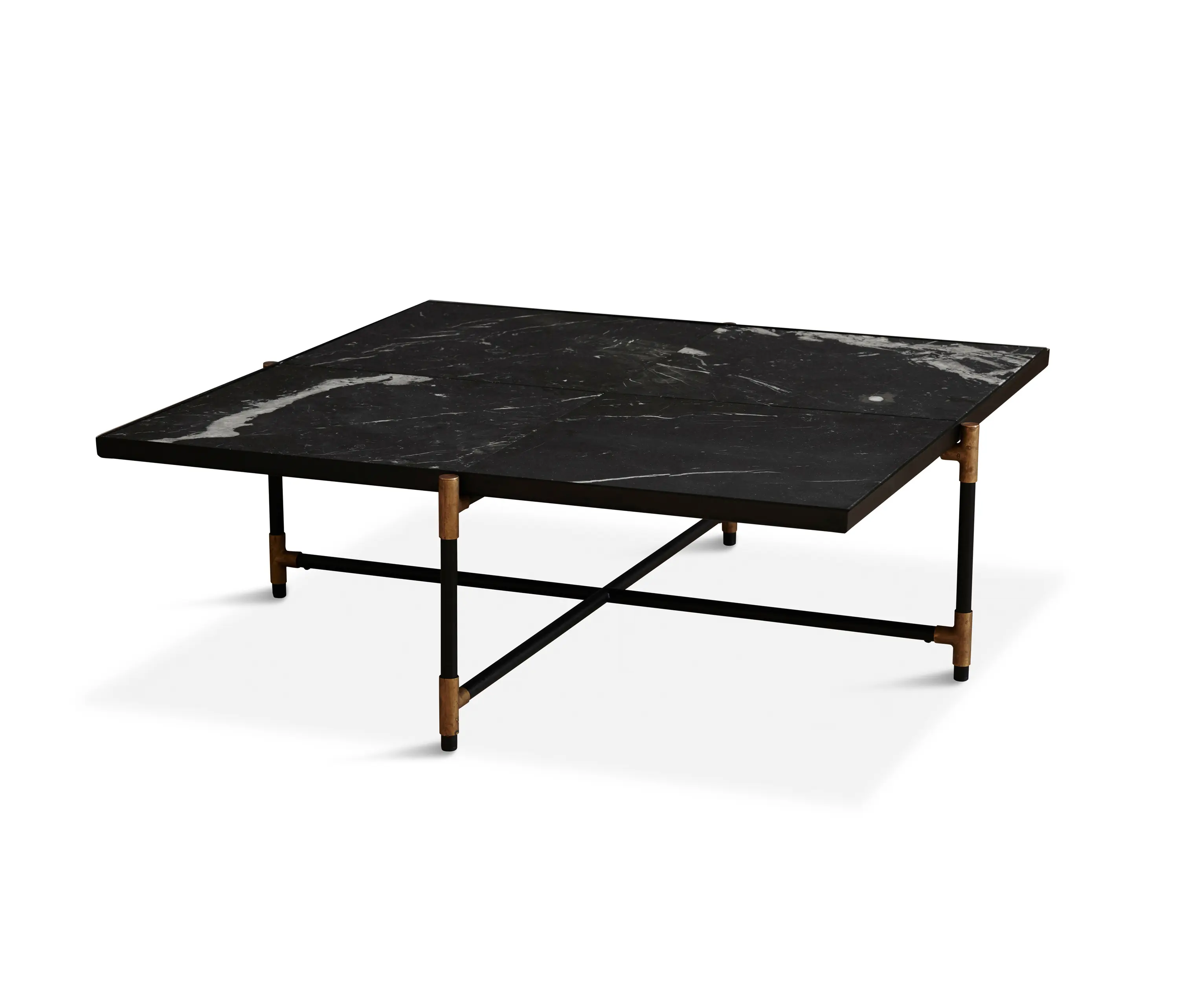 HANDVÄRK - Coffee Table 90 Brass - Black Marble