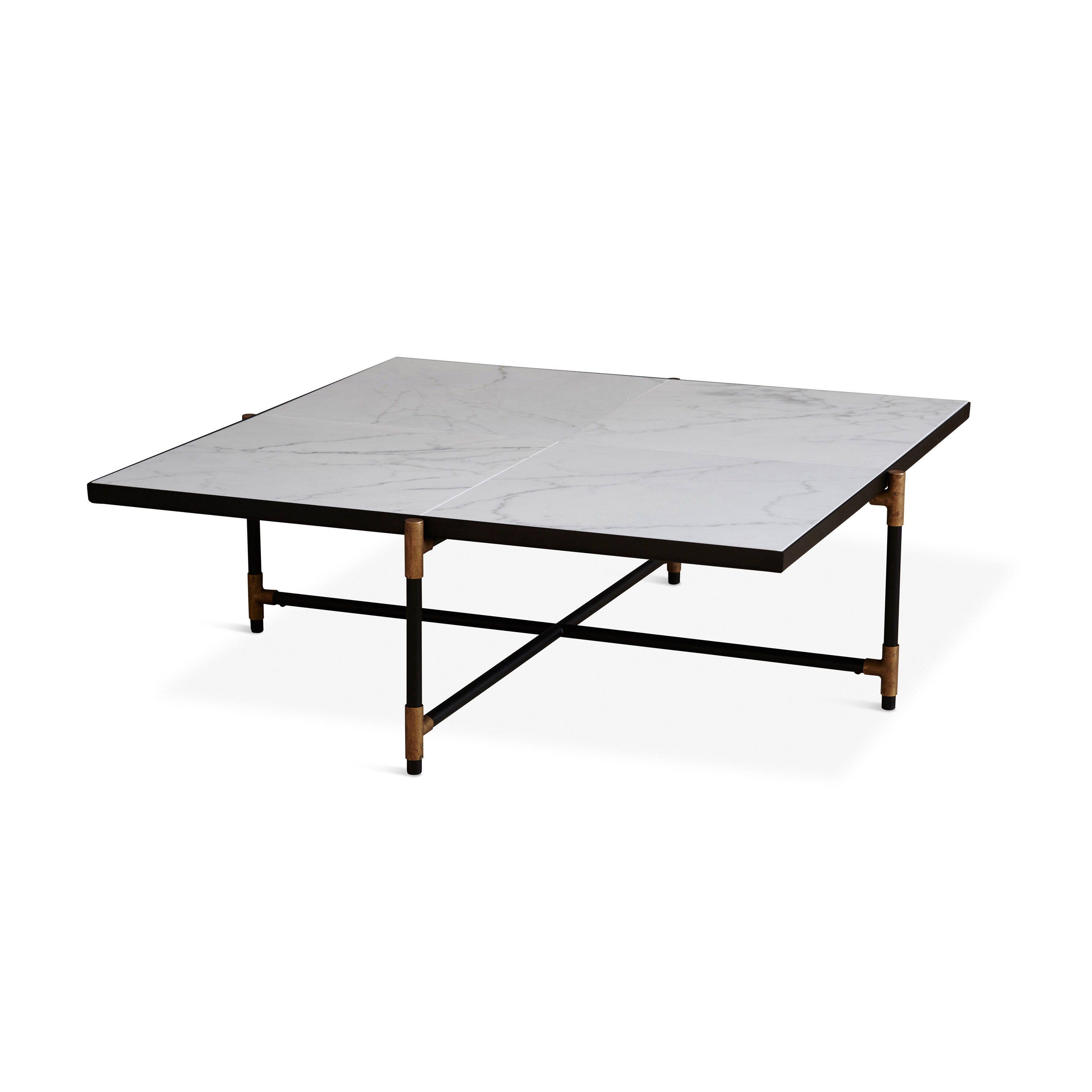 Coffee Table 90 Brass - White Marble