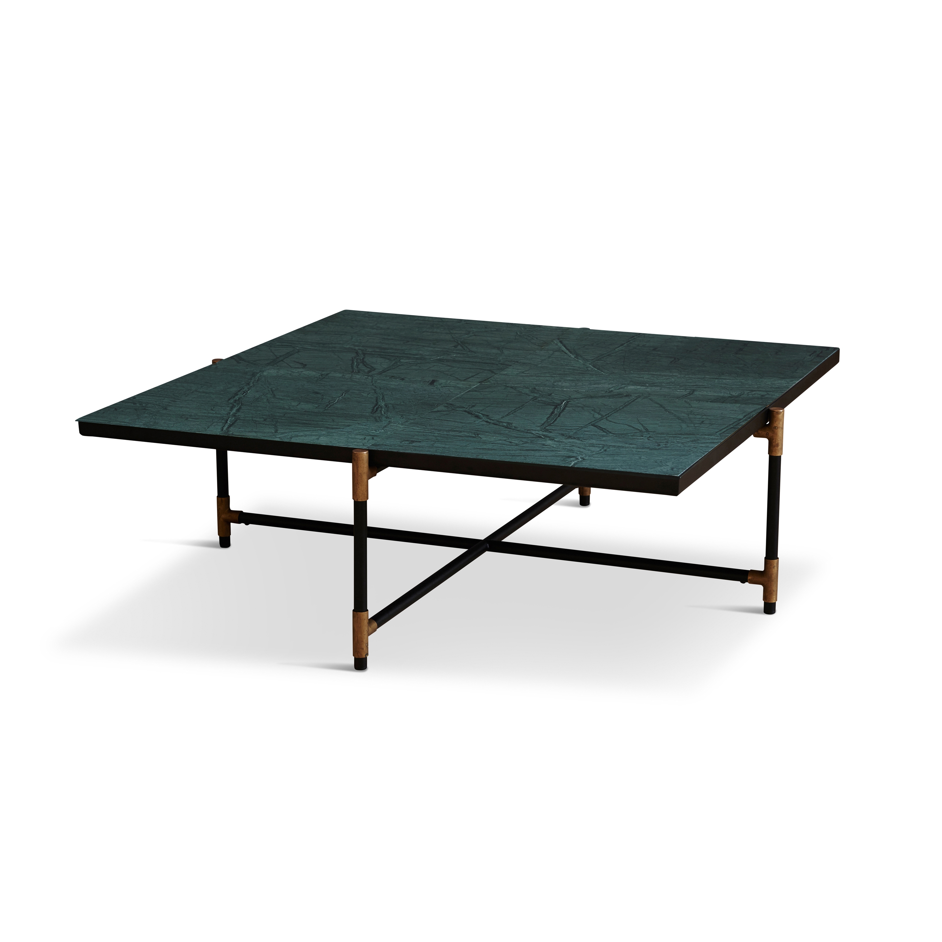 Coffee Table 90 Brass - Green Marble