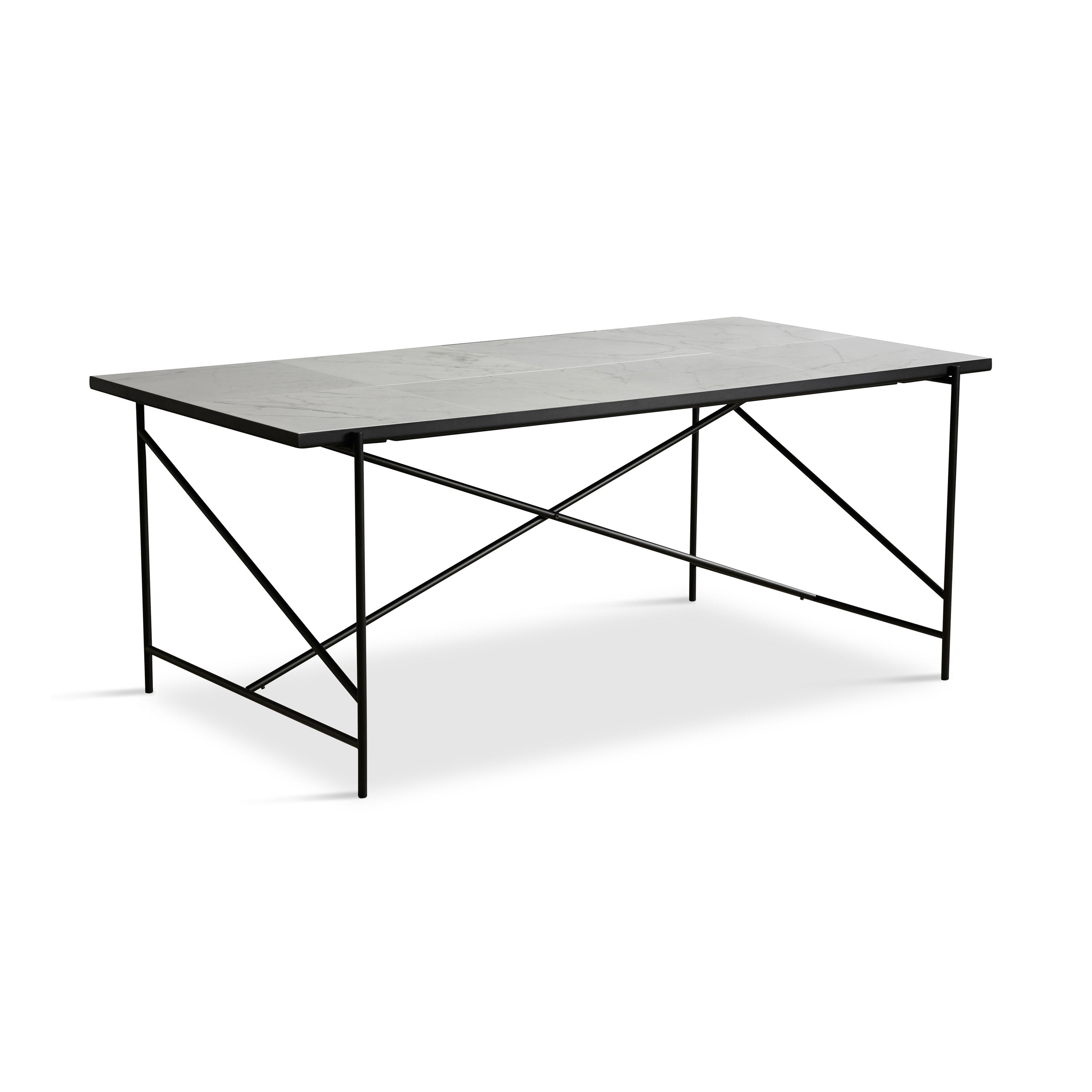 Dining Table 185 Black - White Marble
