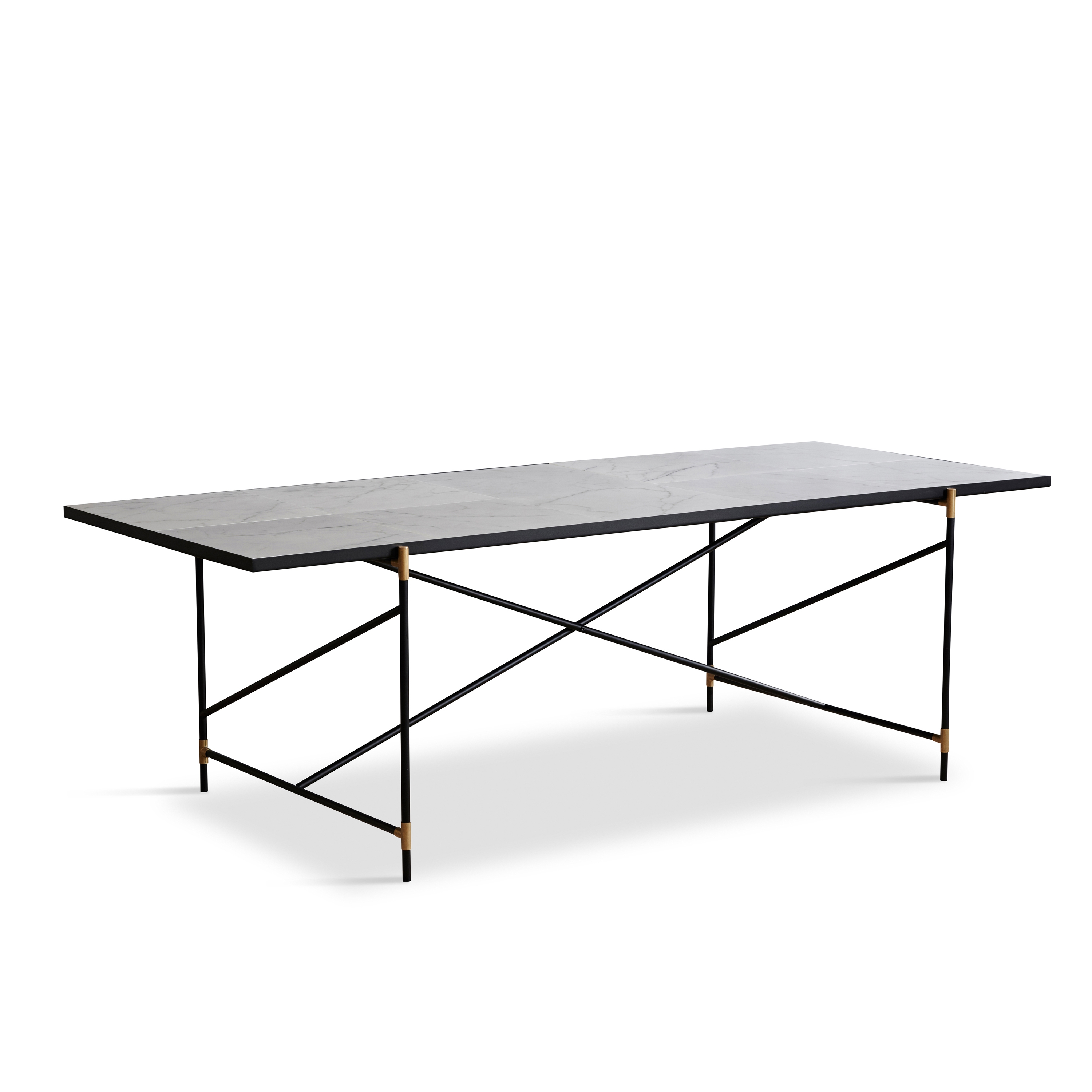 Dining Table 230 Brass - White Marble