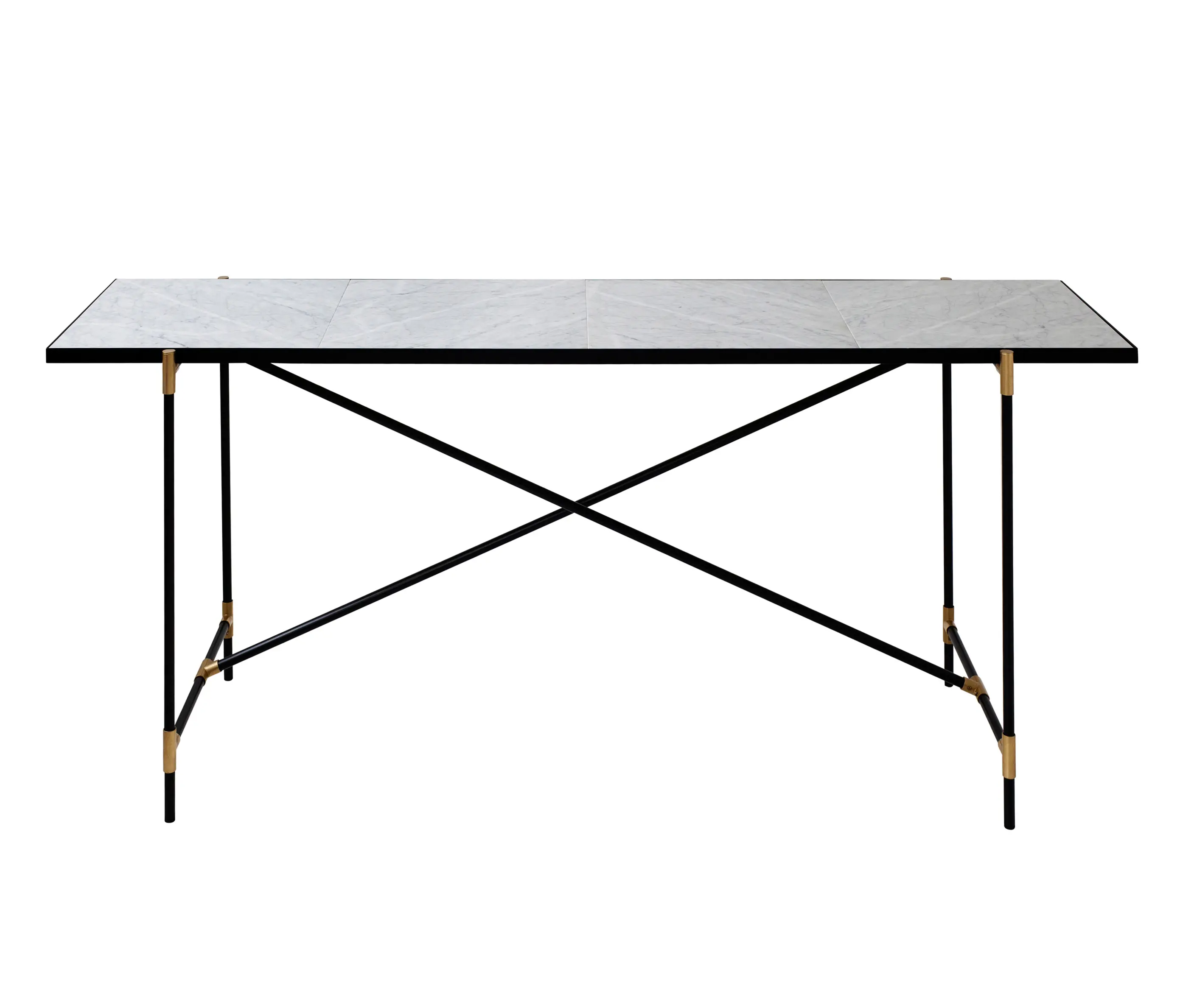 HANDVÄRK - High Table BRASS on BLACK - White Marble
