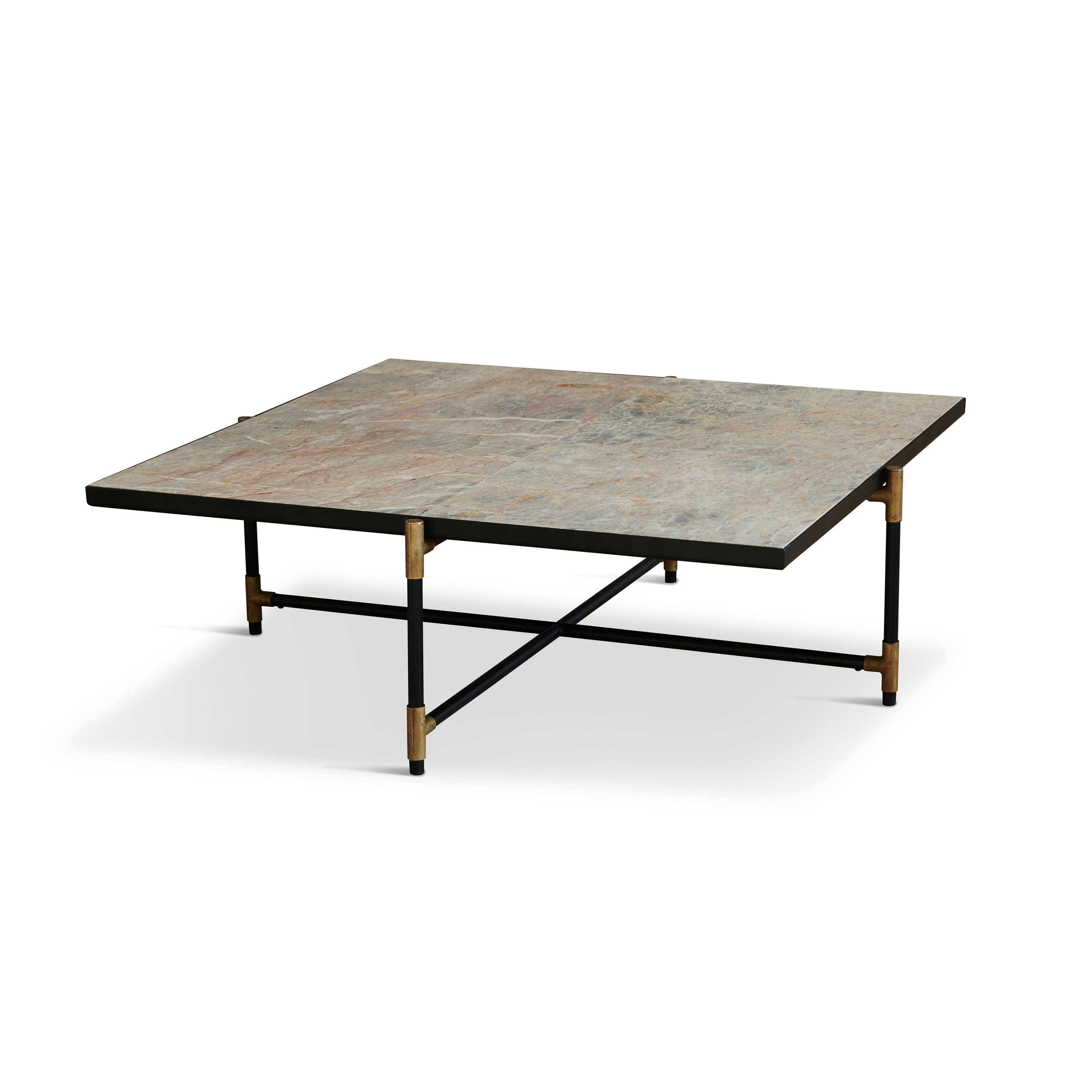 Coffee Table 90 Brass - Colombe d'Or Marble