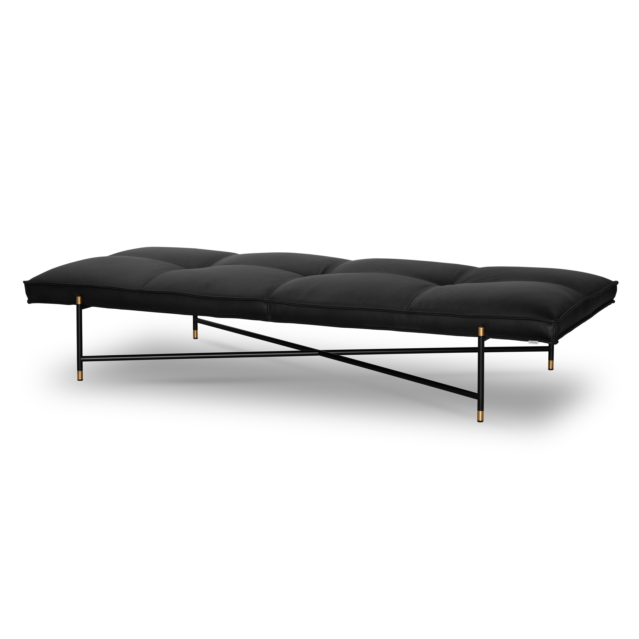 Vertoon produk Daybed Brass - Black Aniline Leather van vervaardiger HANDVÄRK