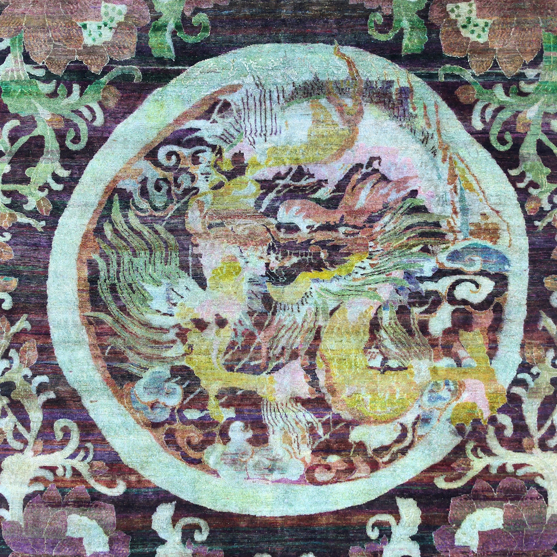 Display product Kundan Pure Silk Confronted Dragons Medallion from manufacturer Zollanvari