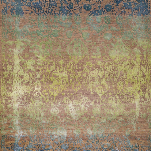 Mostrar el producto Designer Isfahan Abrashed Floral Cartouches in Turquoise Blue and Green on Lilac Grey del fabricante Zollanvari