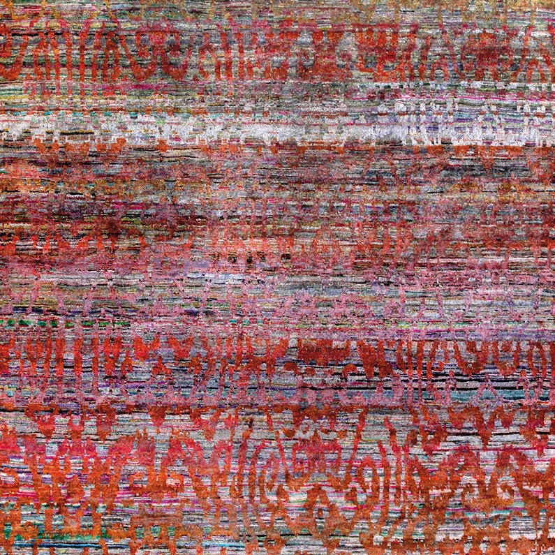 Display product Kundan Diffusion Koti Silk Tiger Ikat on a Multi-Colored Abrash from manufacturer Zollanvari